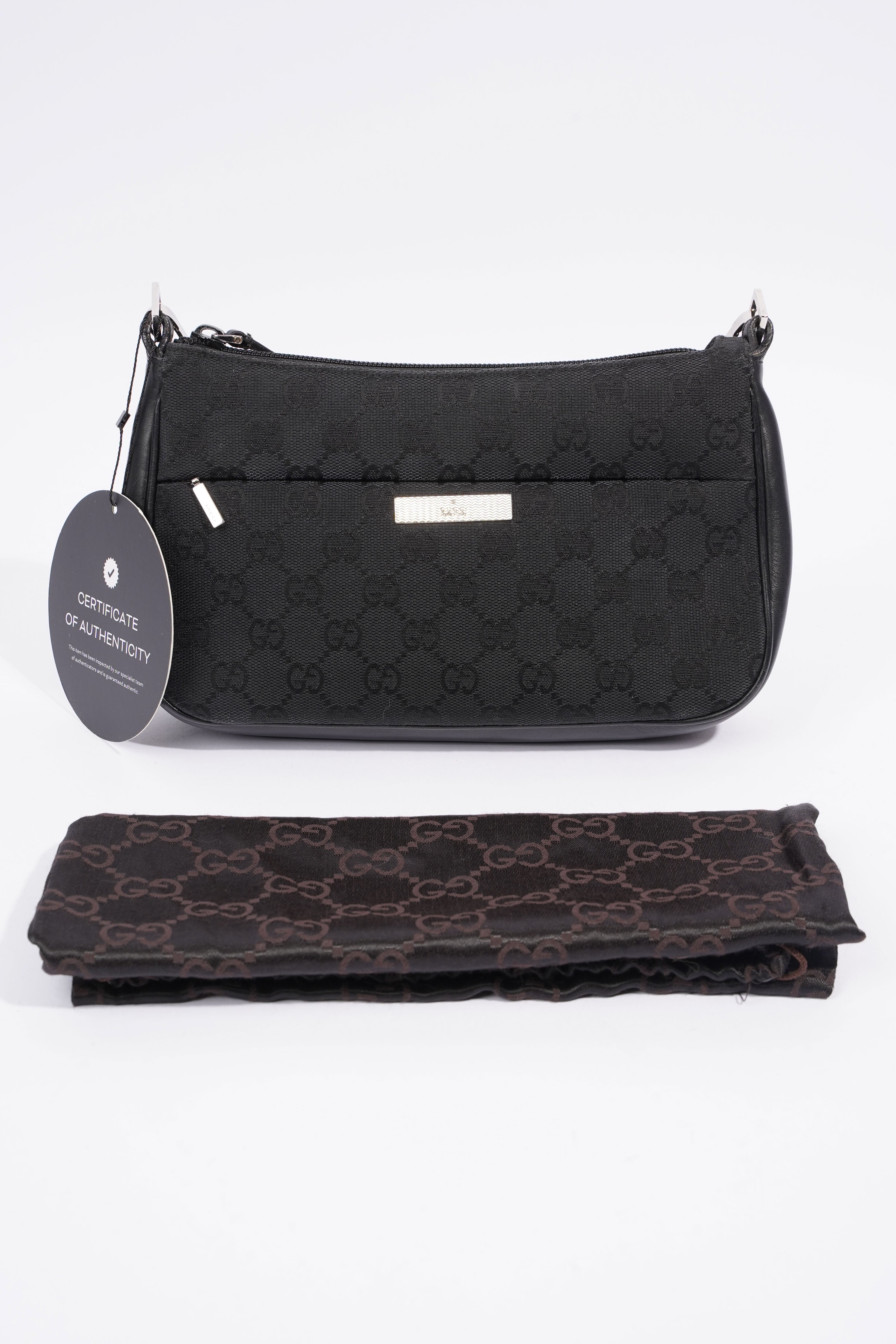 Gucci GG Bamboo Shoulder Bag Black Canvas