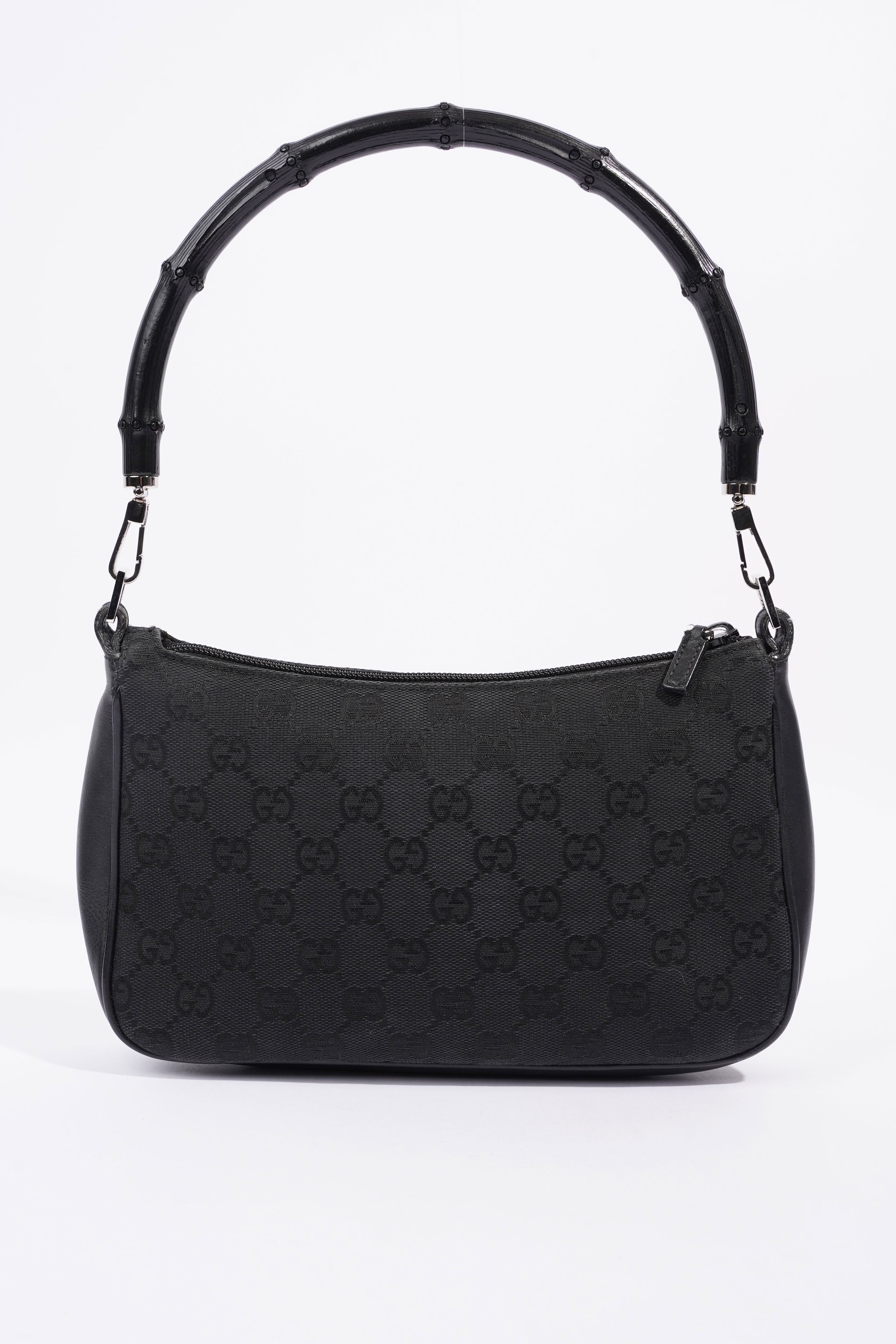 Gucci GG Bamboo Shoulder Bag Black Canvas