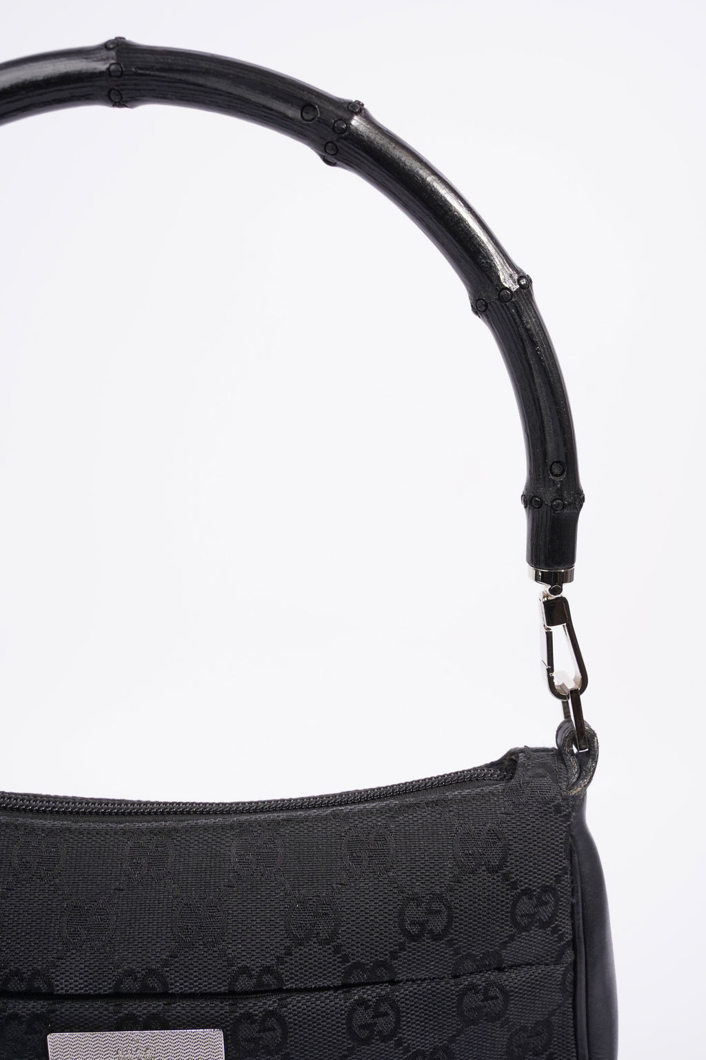 Gucci GG Bamboo Shoulder Bag Black Canvas