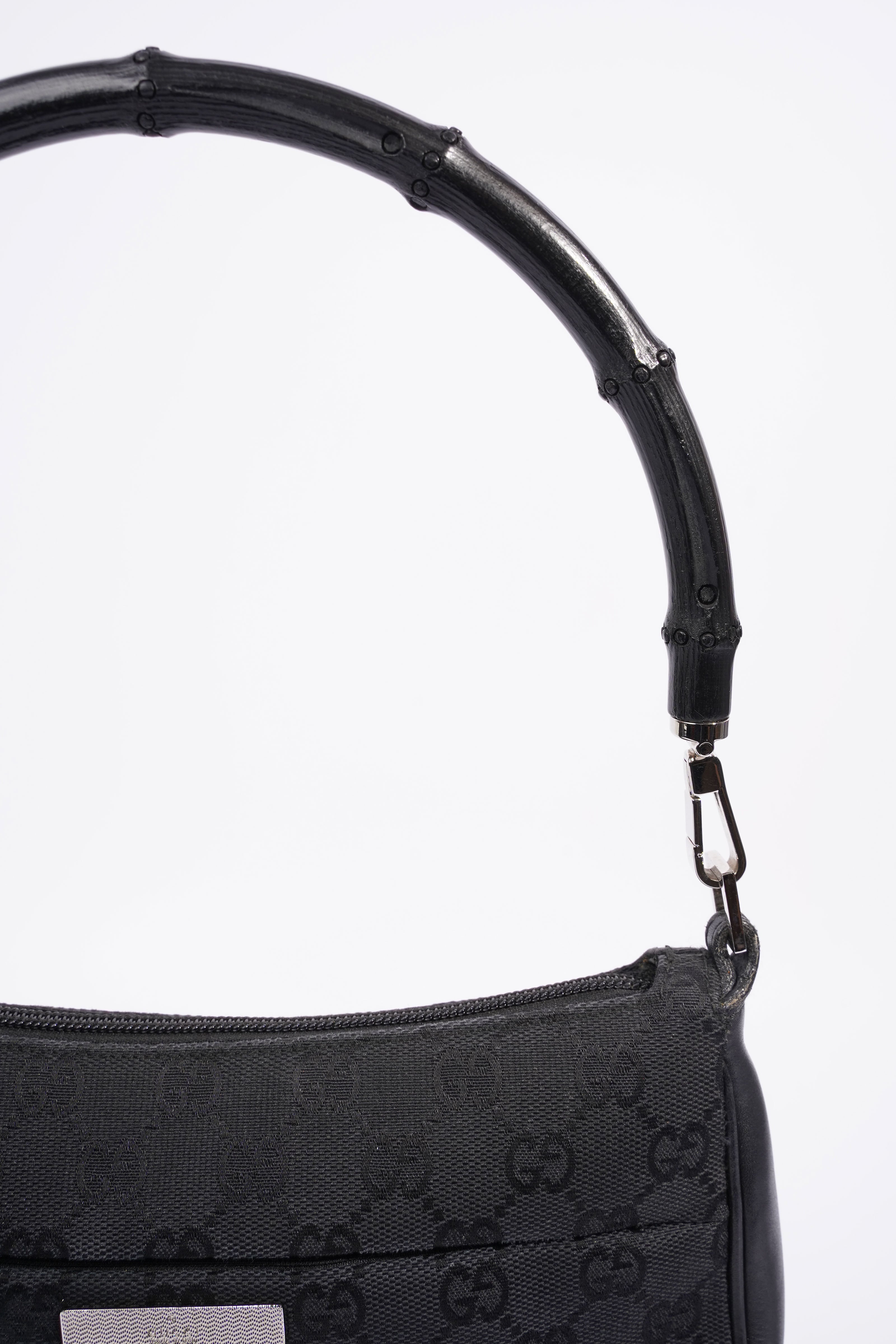 Gucci GG Bamboo Shoulder Bag Black Canvas