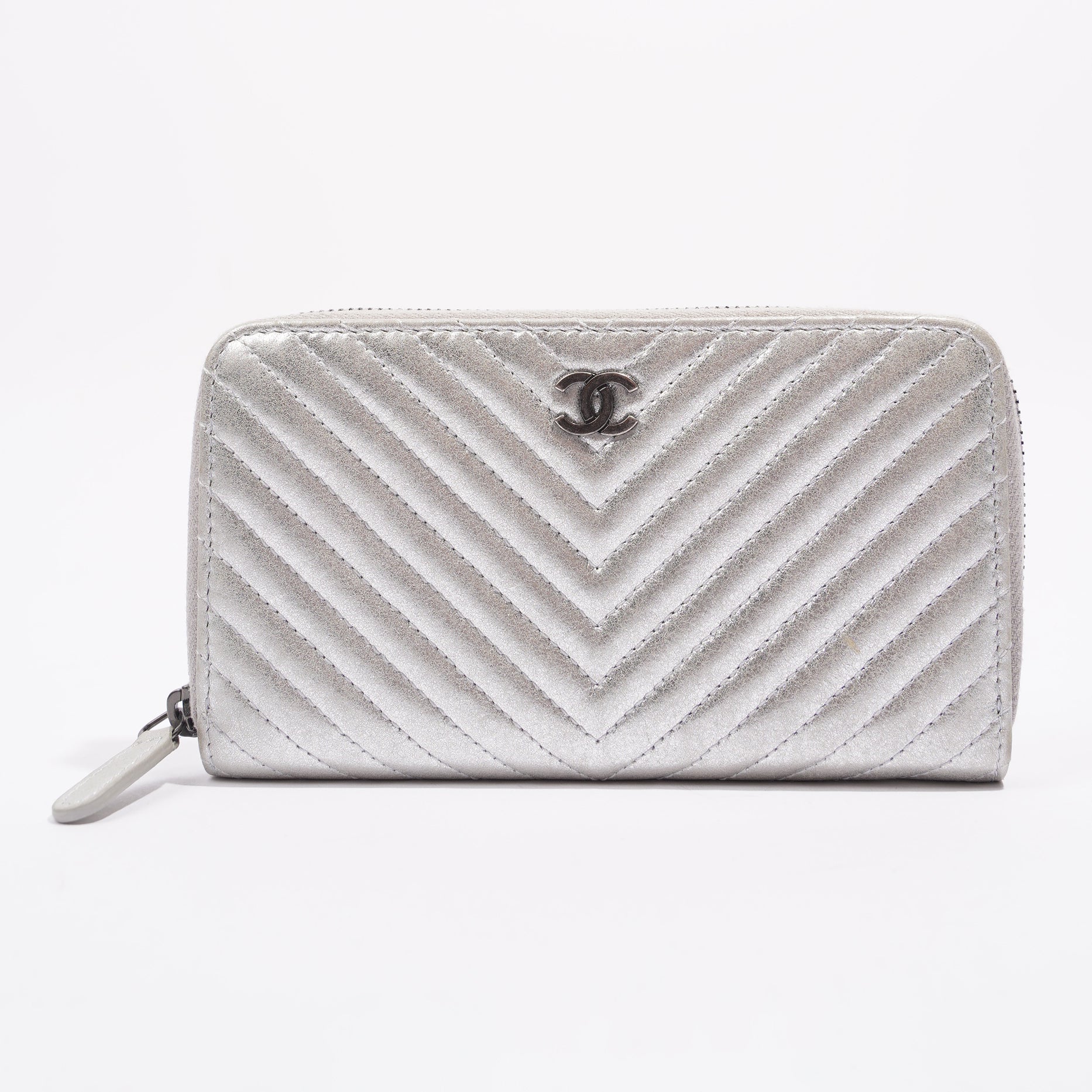 Chanel Purse Silver Leather