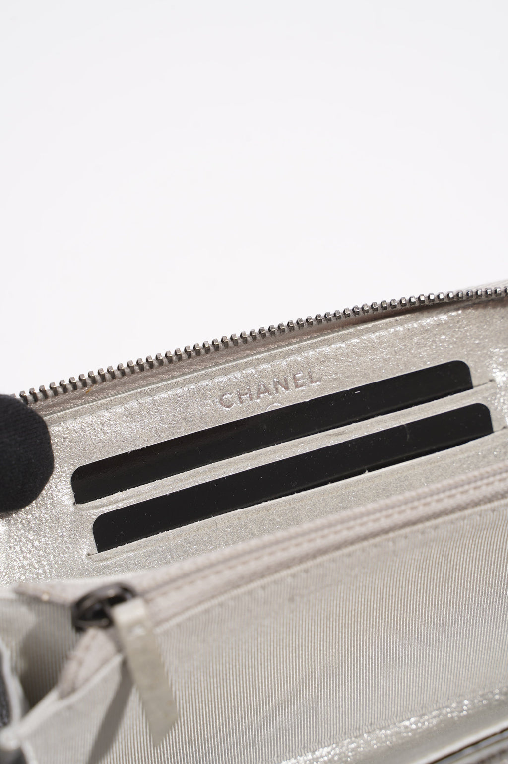 Chanel Purse Silver Leather