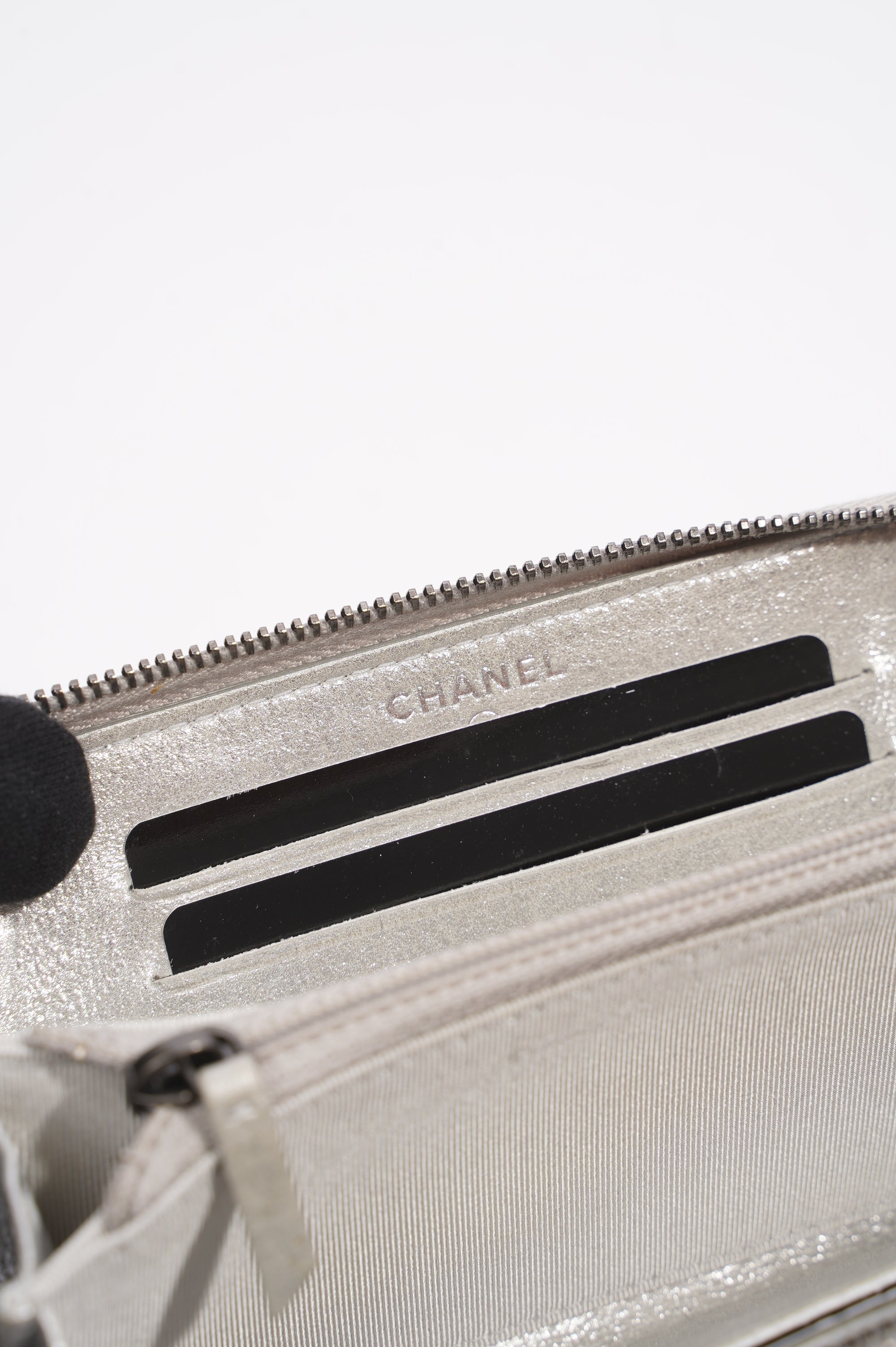 Chanel Purse Silver Leather