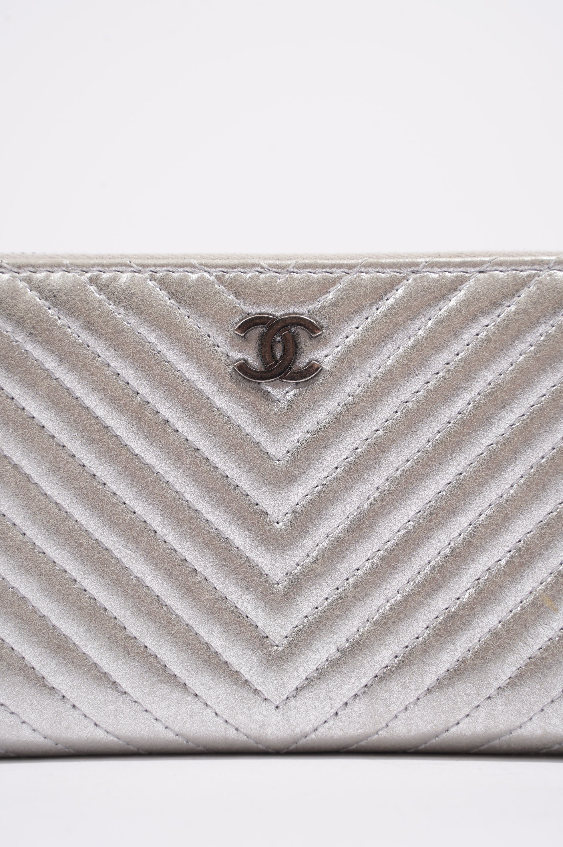 Chanel Purse Silver Leather