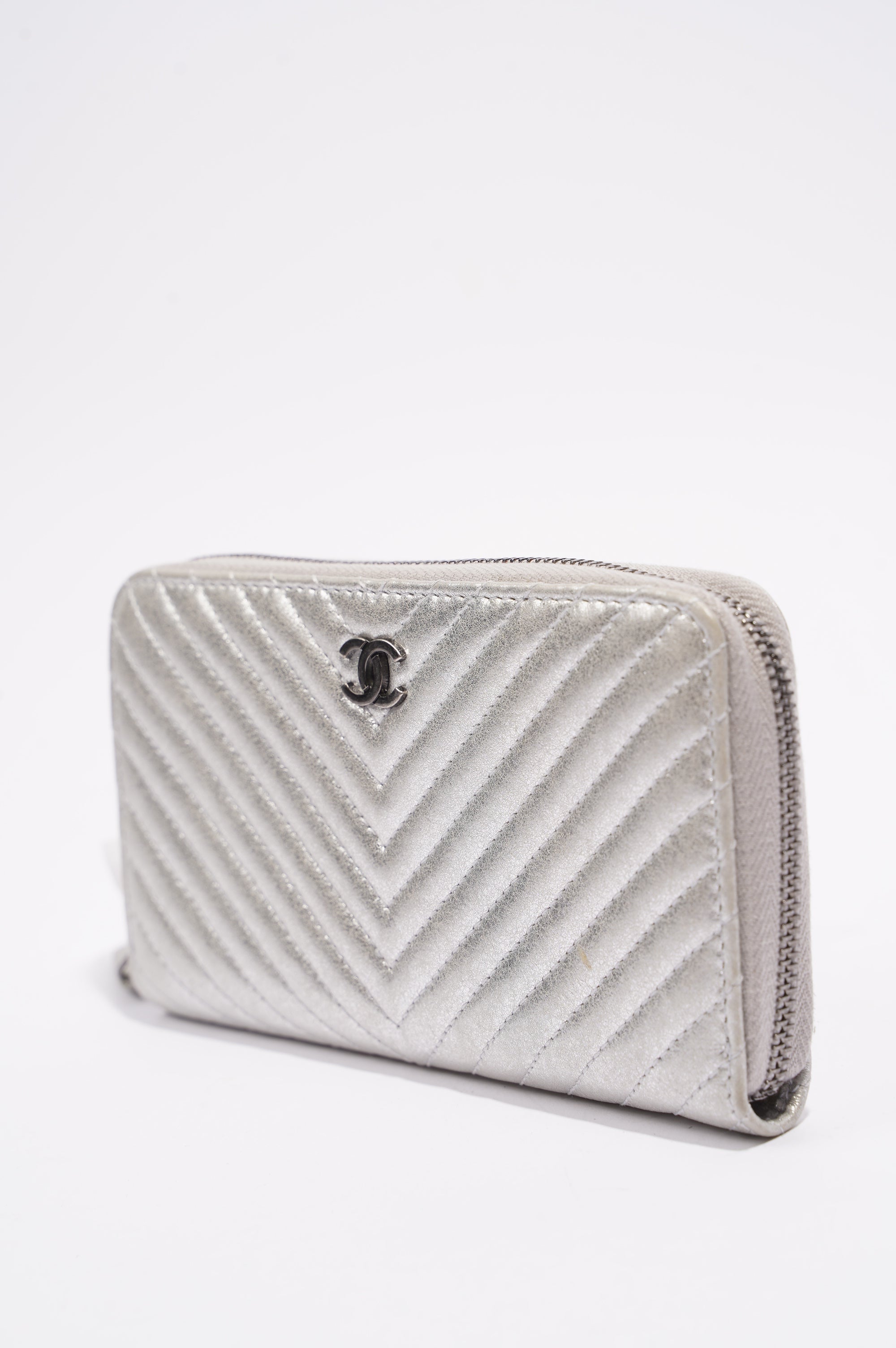 Chanel Purse Silver Leather