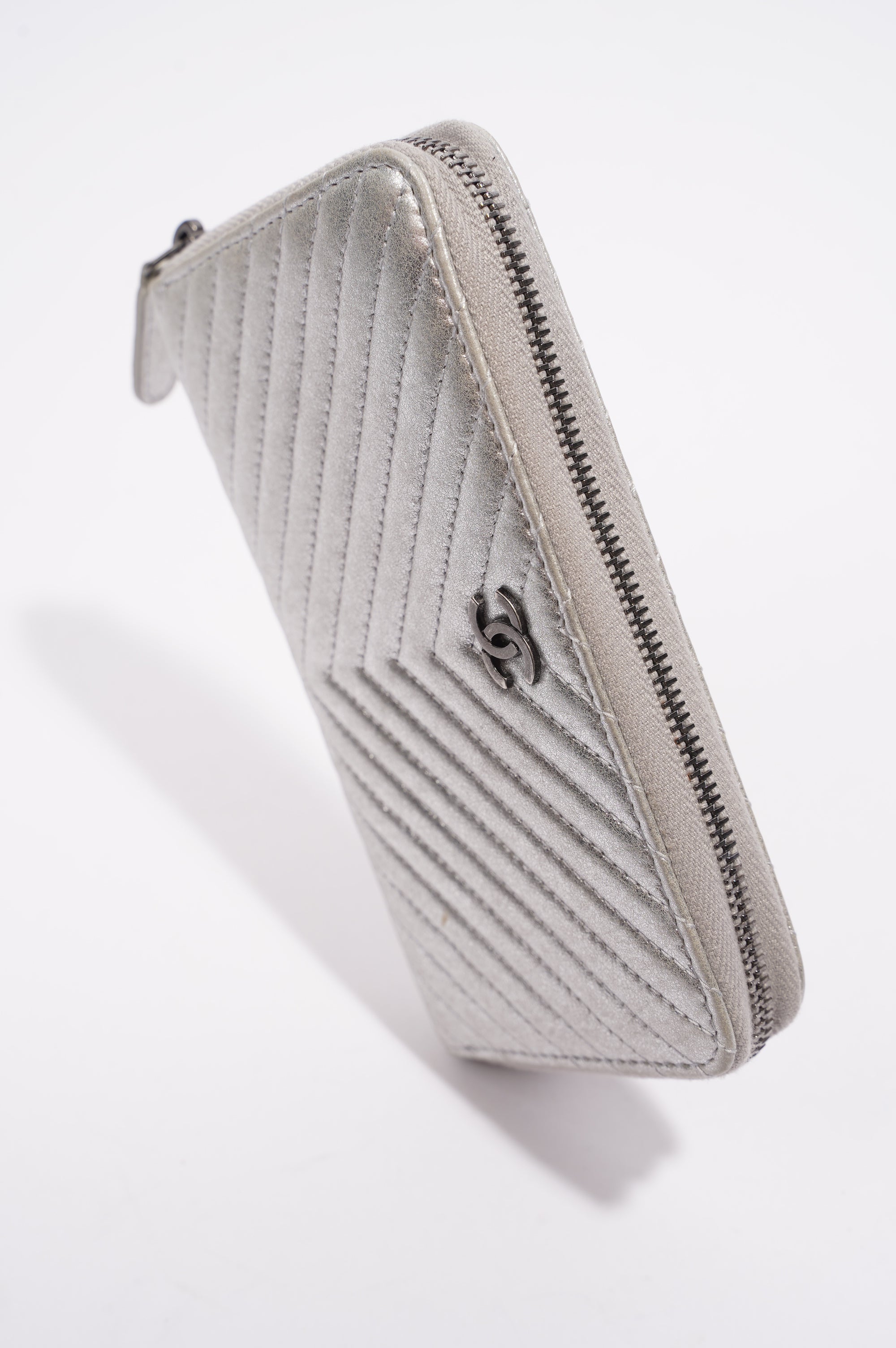 Chanel Purse Silver Leather