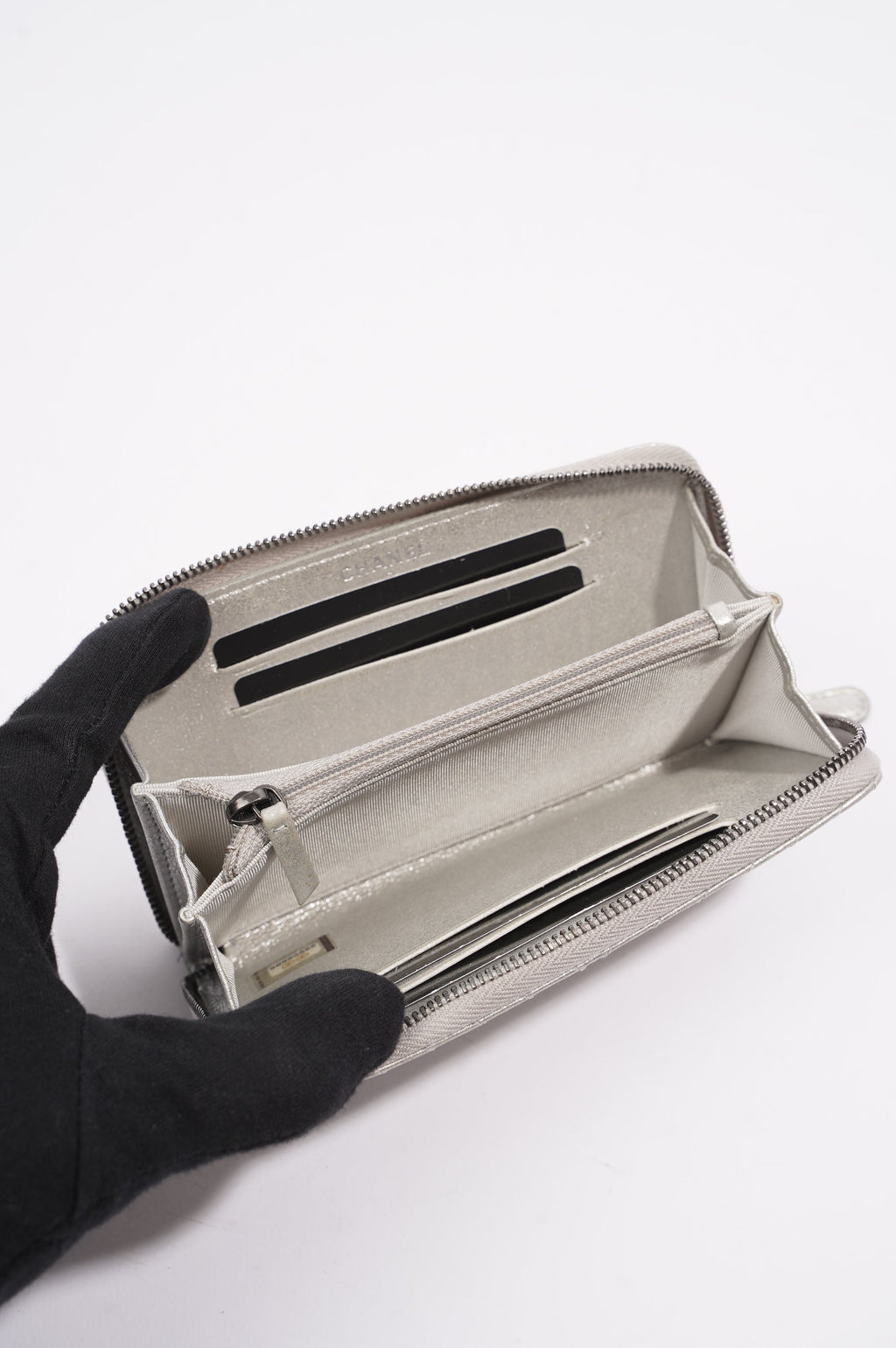 Chanel Purse Silver Leather