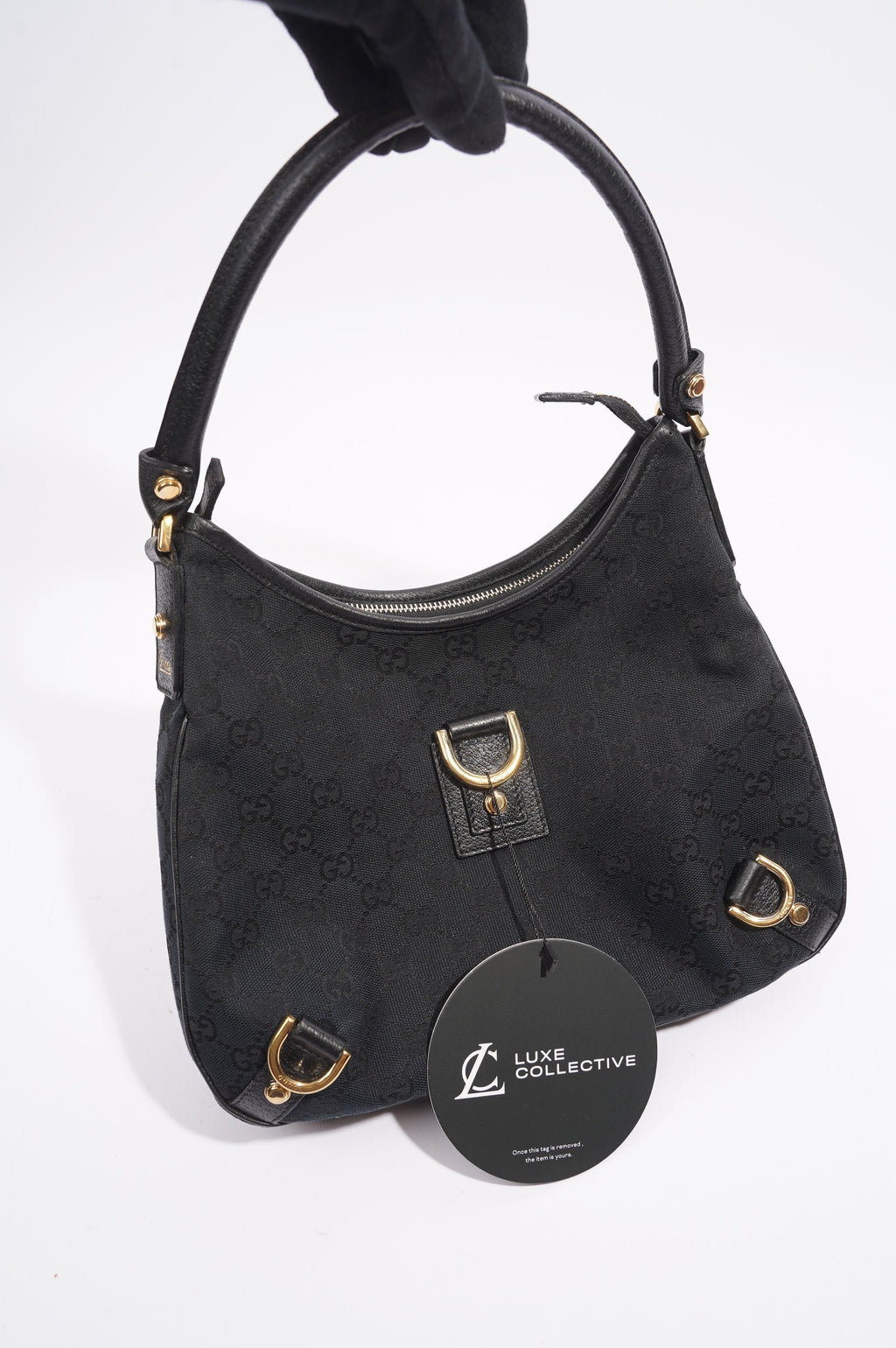Gucci Abbey GG Shoulder Bag Black Supreme Canvas