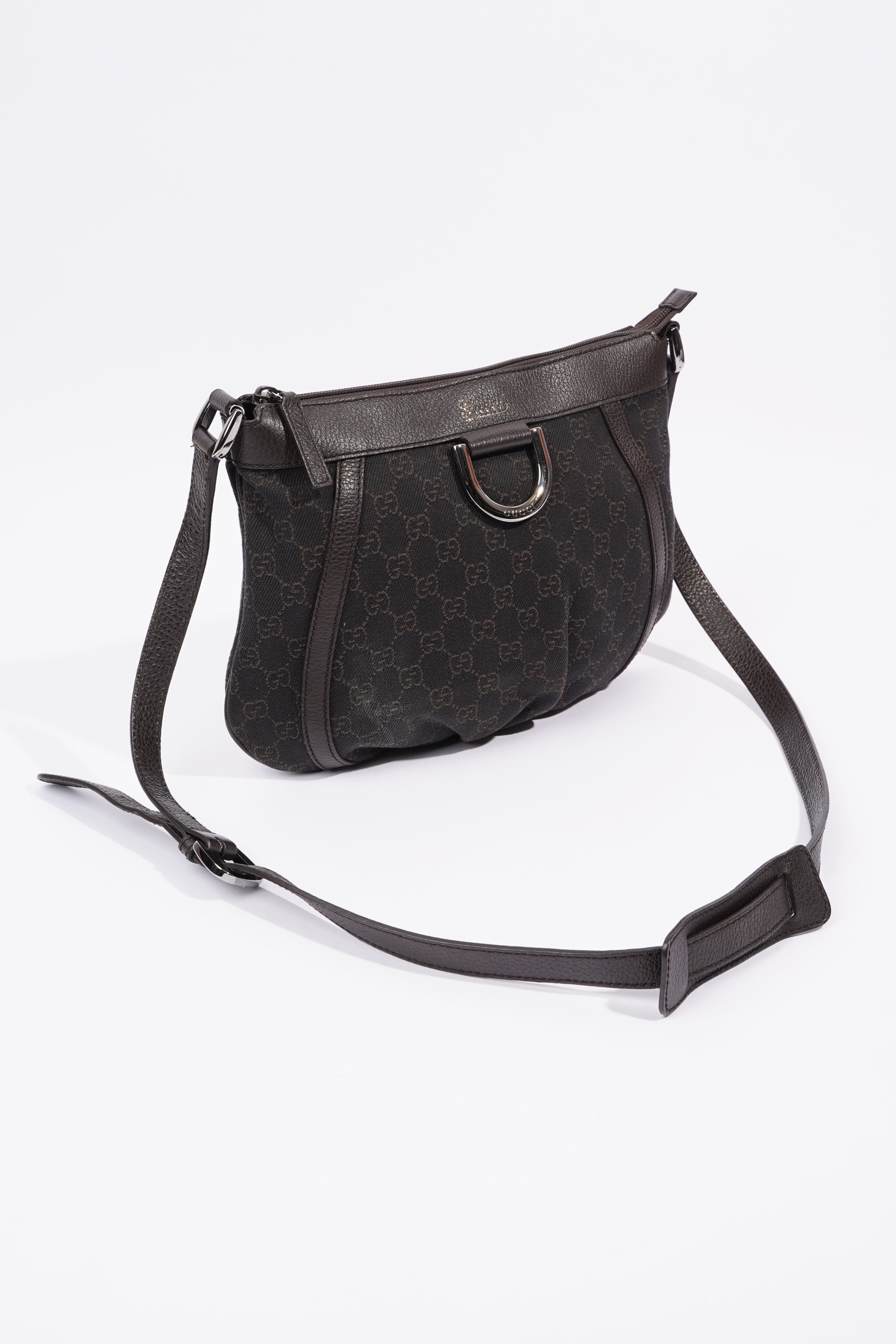 Gucci D Ring Shoulder Bag Black Supreme Canvas