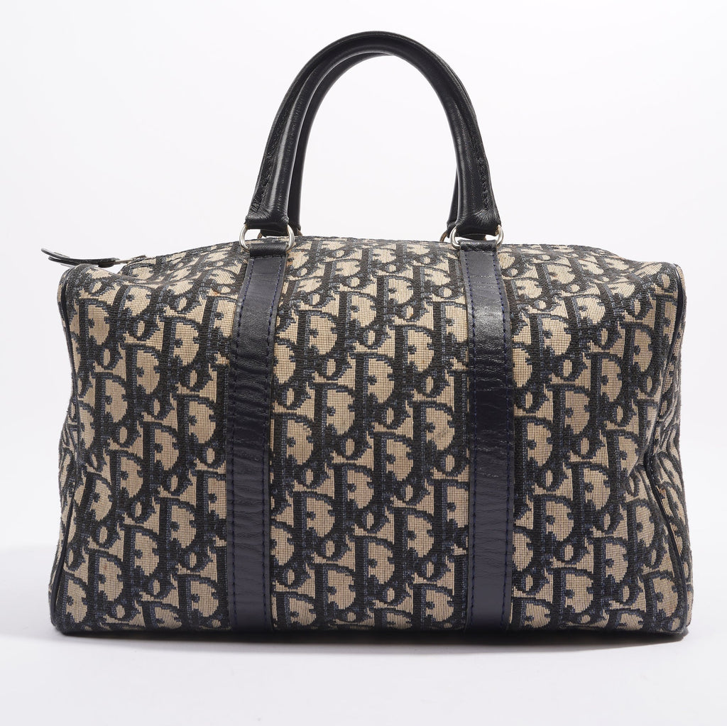 Christian Dior Boston Bag Blue / White Canvas Small