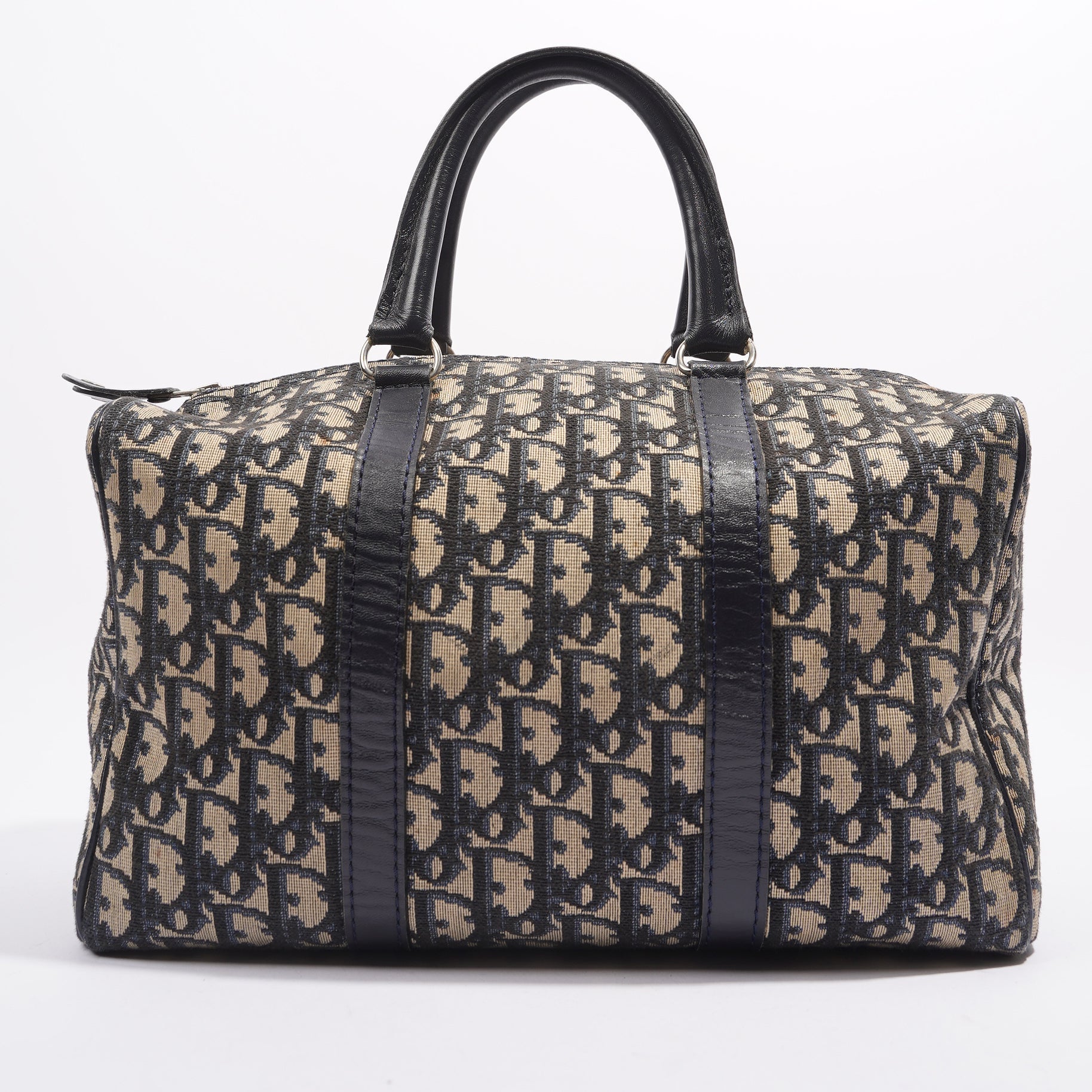 Christian Dior Boston Bag Blue / White Canvas Small