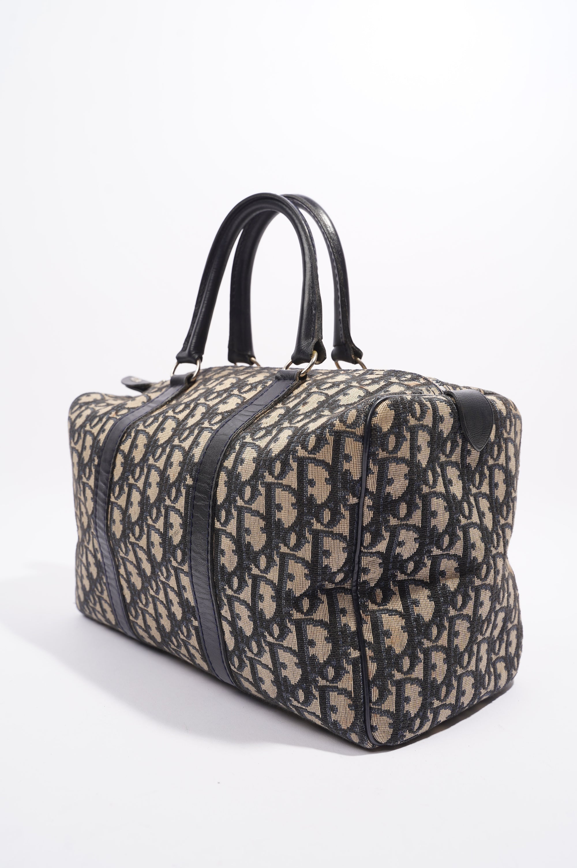 Christian Dior Boston Bag Blue / White Canvas Small