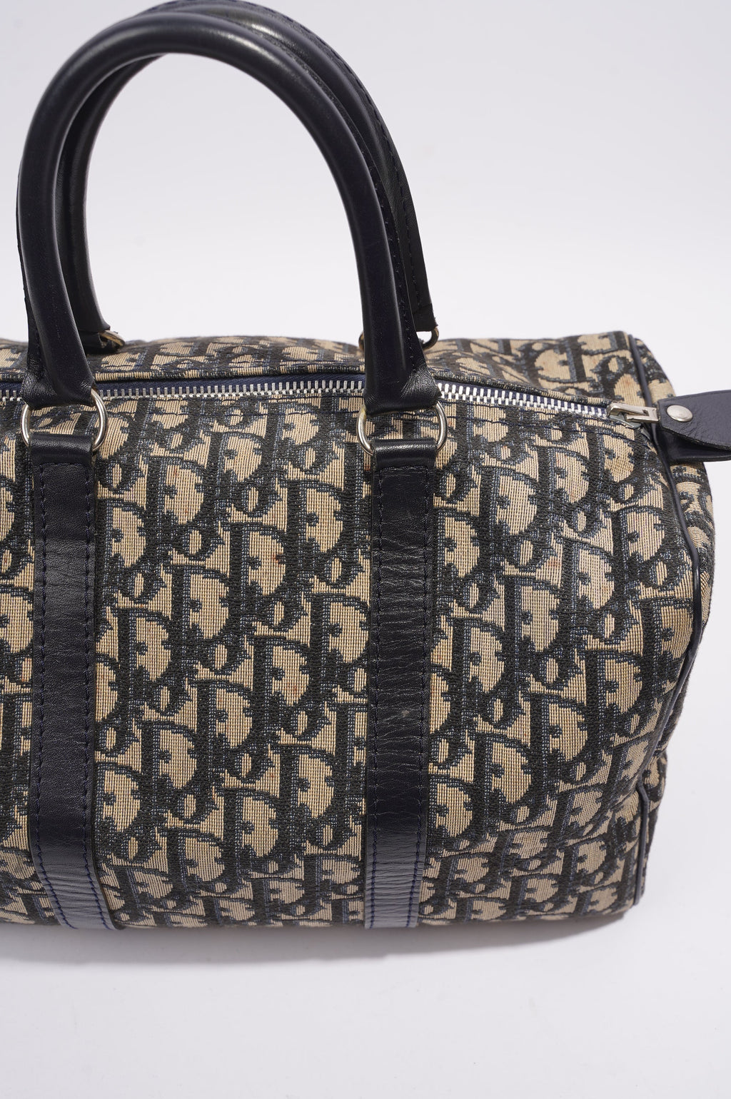 Christian Dior Boston Bag Blue / White Canvas Small