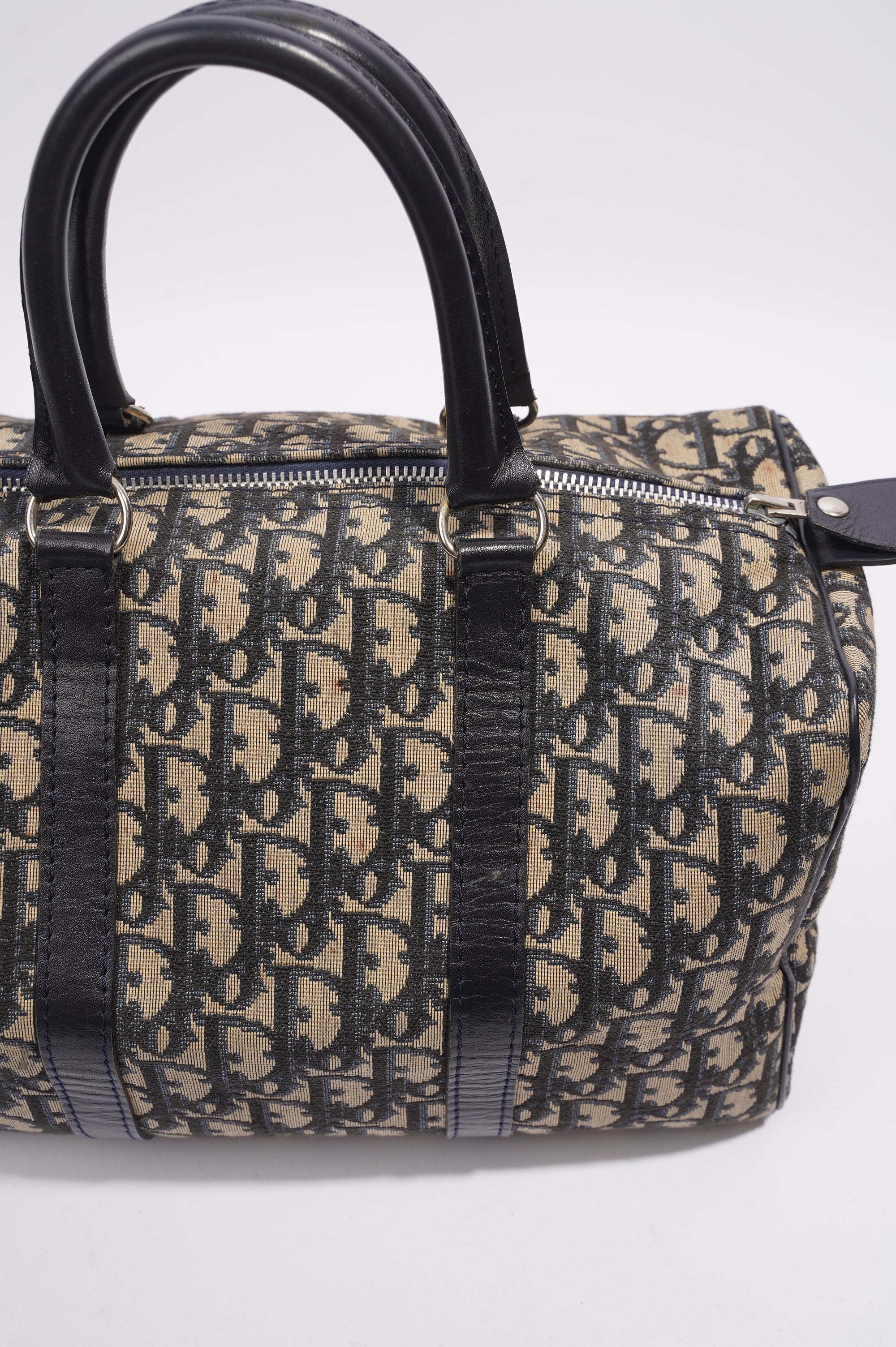 Christian Dior Boston Bag Blue / White Canvas Small