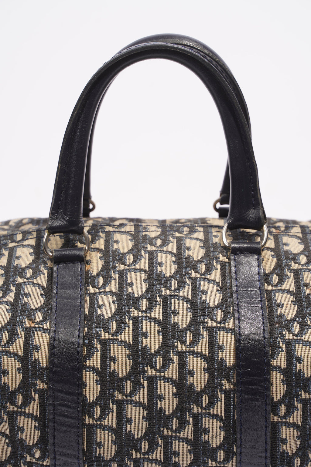 Christian Dior Boston Bag Blue / White Canvas Small