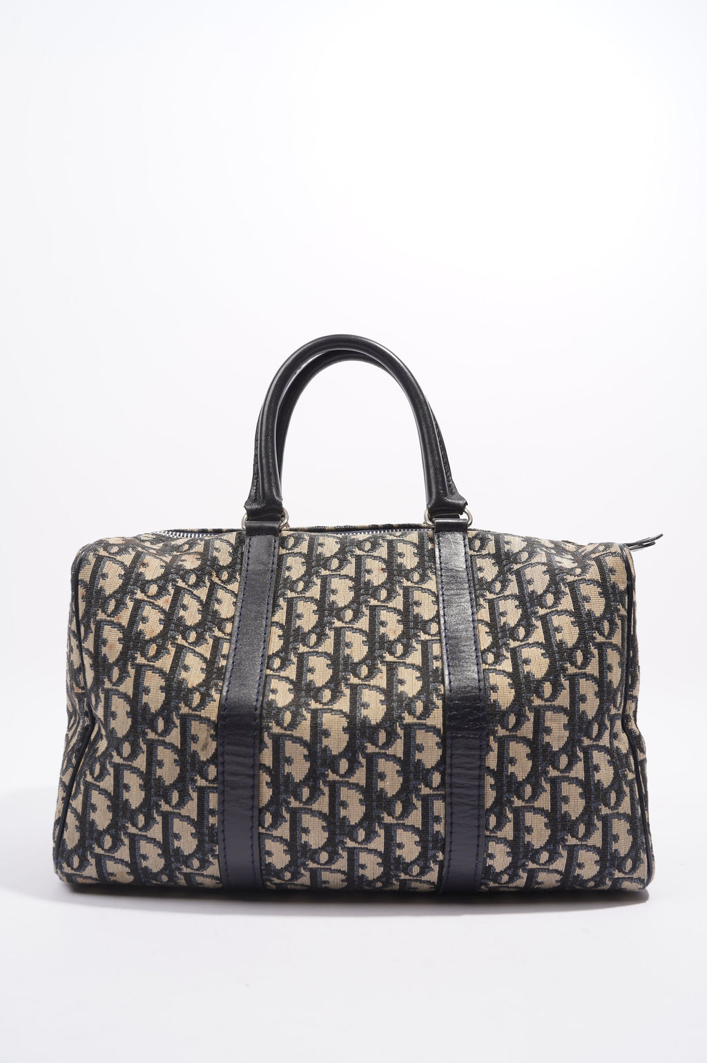 Christian Dior Boston Bag Blue / White Canvas Small