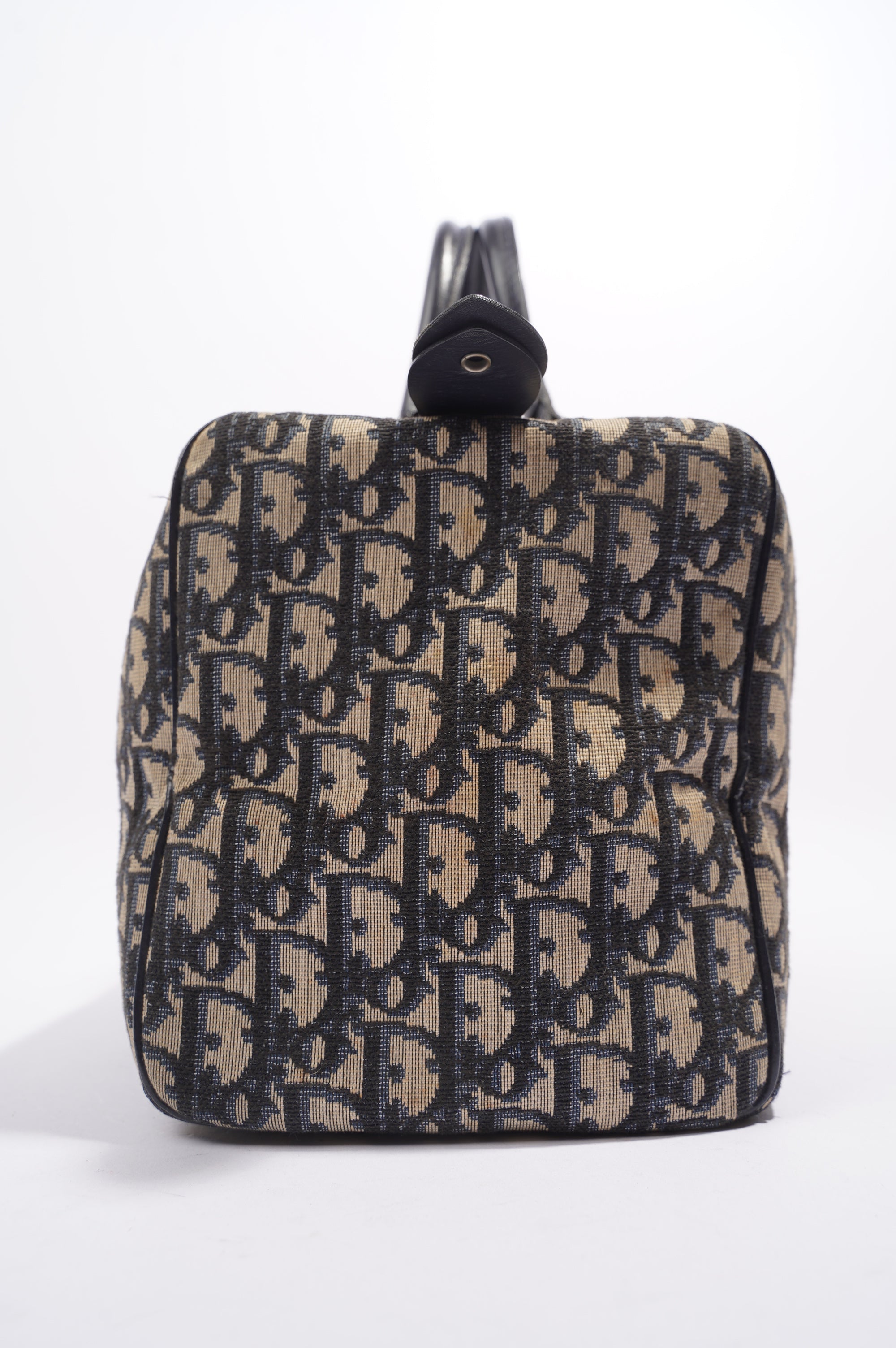 Christian Dior Boston Bag Blue / White Canvas Small