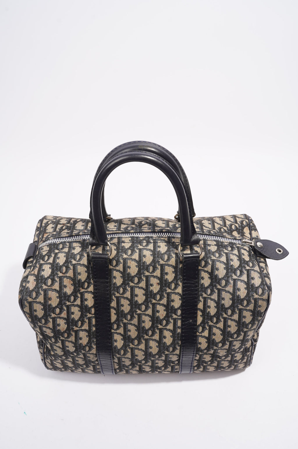 Christian Dior Boston Bag Blue / White Canvas Small