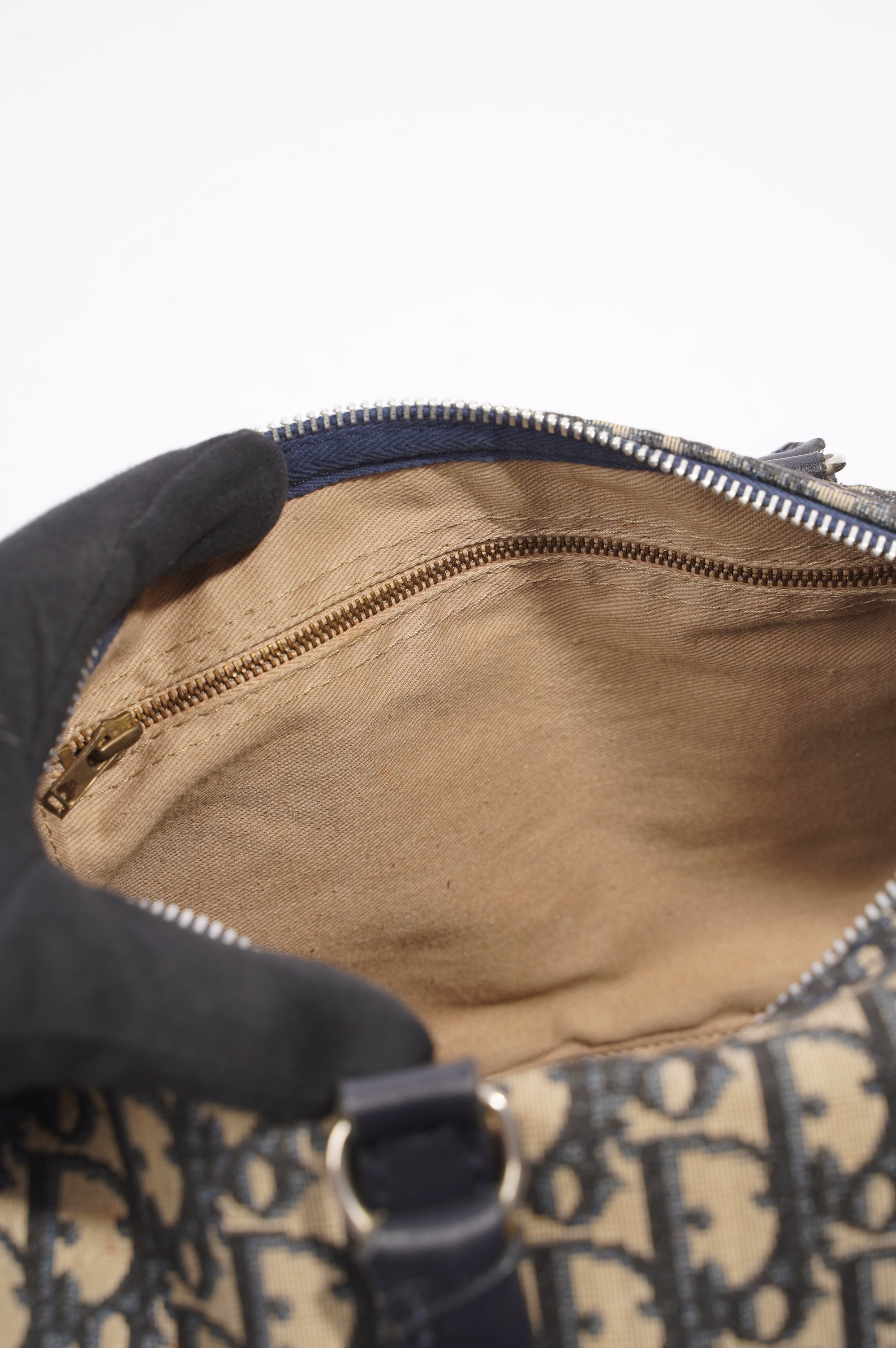 Christian Dior Boston Bag Blue / White Canvas Small