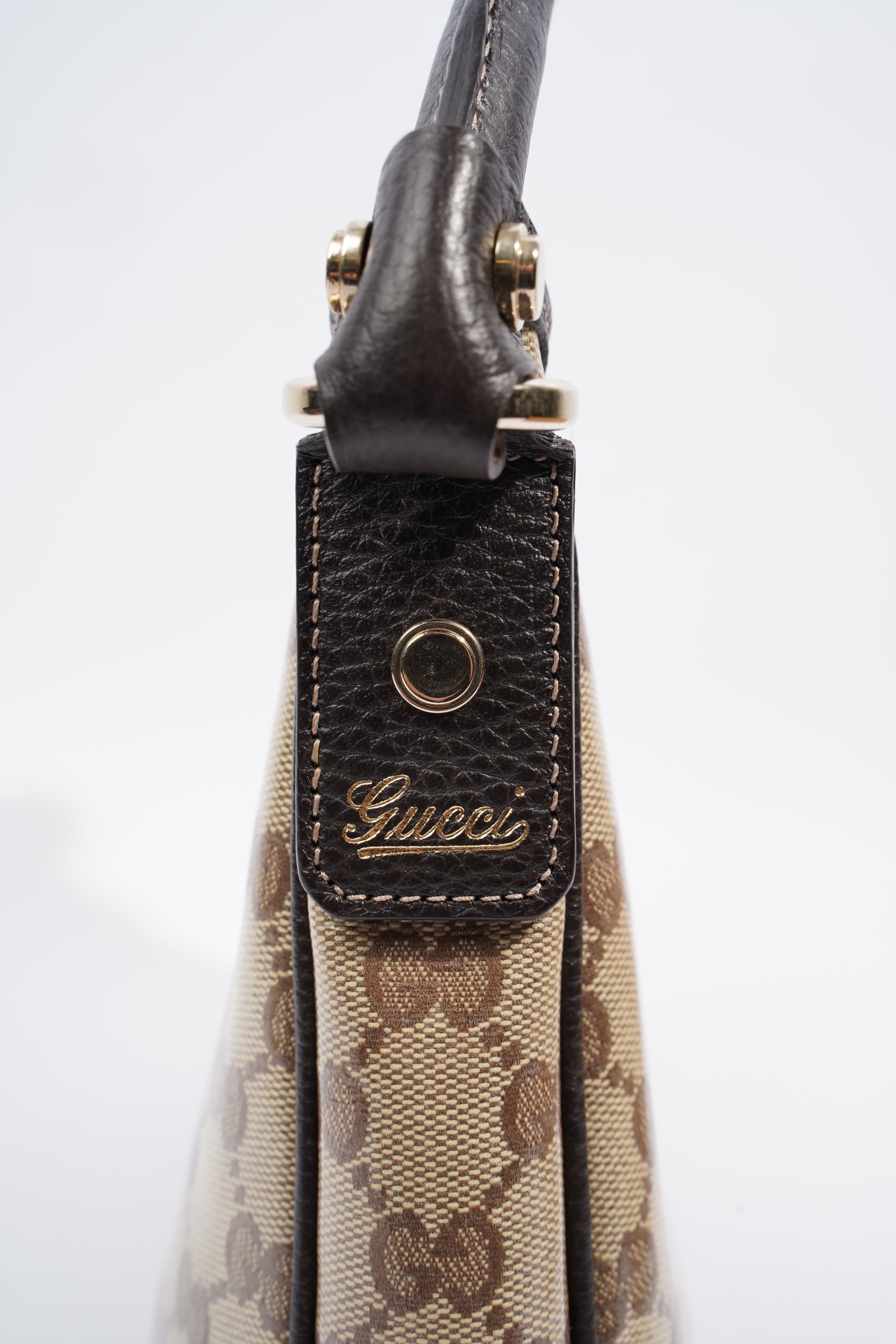 Gucci Abbey D Ring Shoulder Bag Supreme Print / Brown Canvas