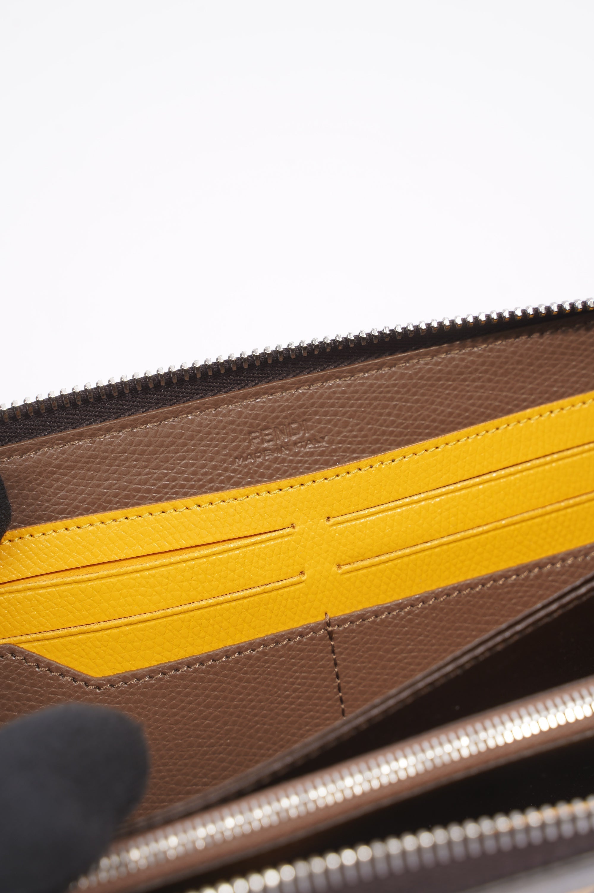Fendi Zip Around Wallet Zucca Print / Yellow Canvas