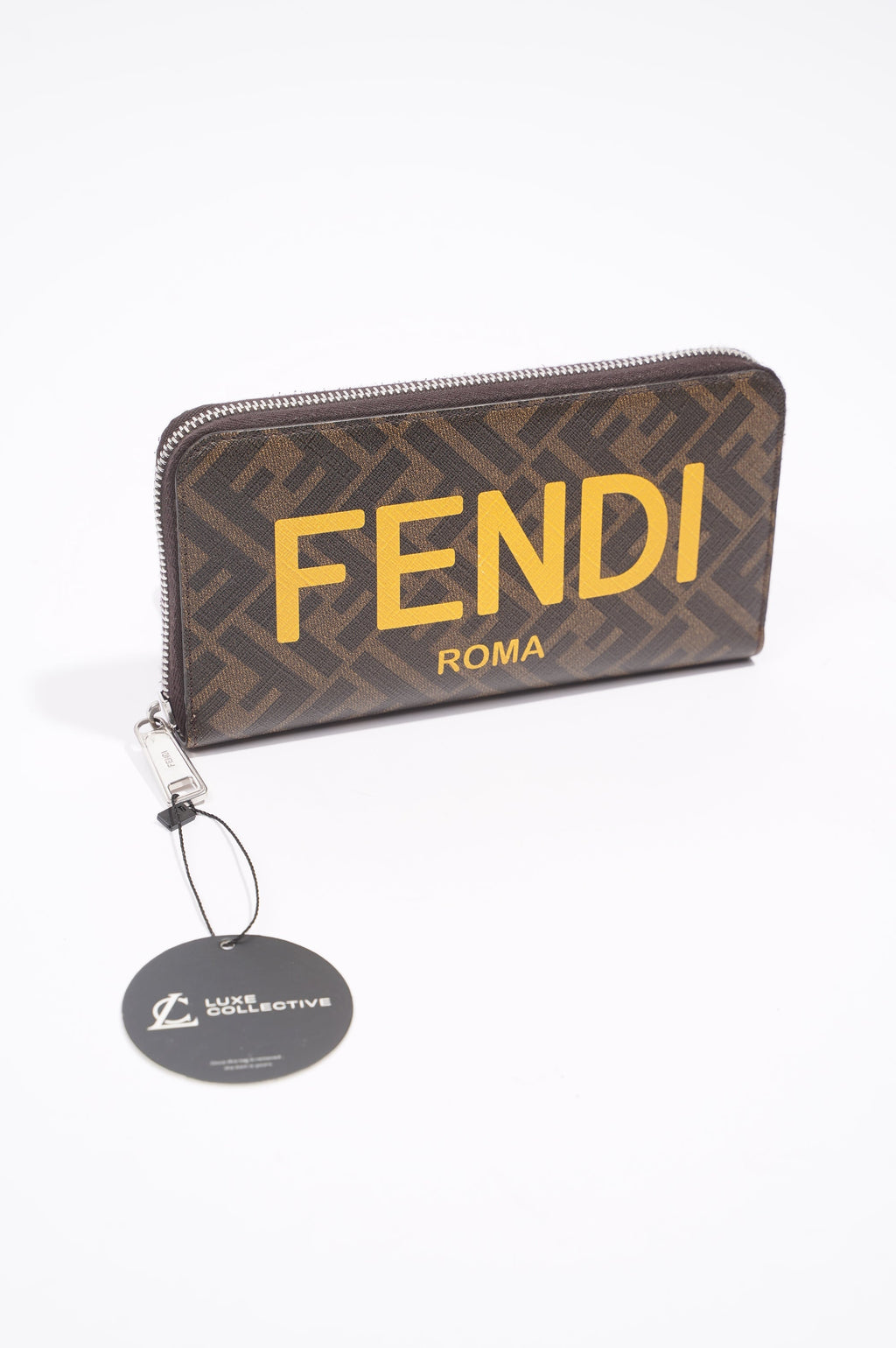 Fendi Zip Around Wallet Zucca Print / Yellow Canvas