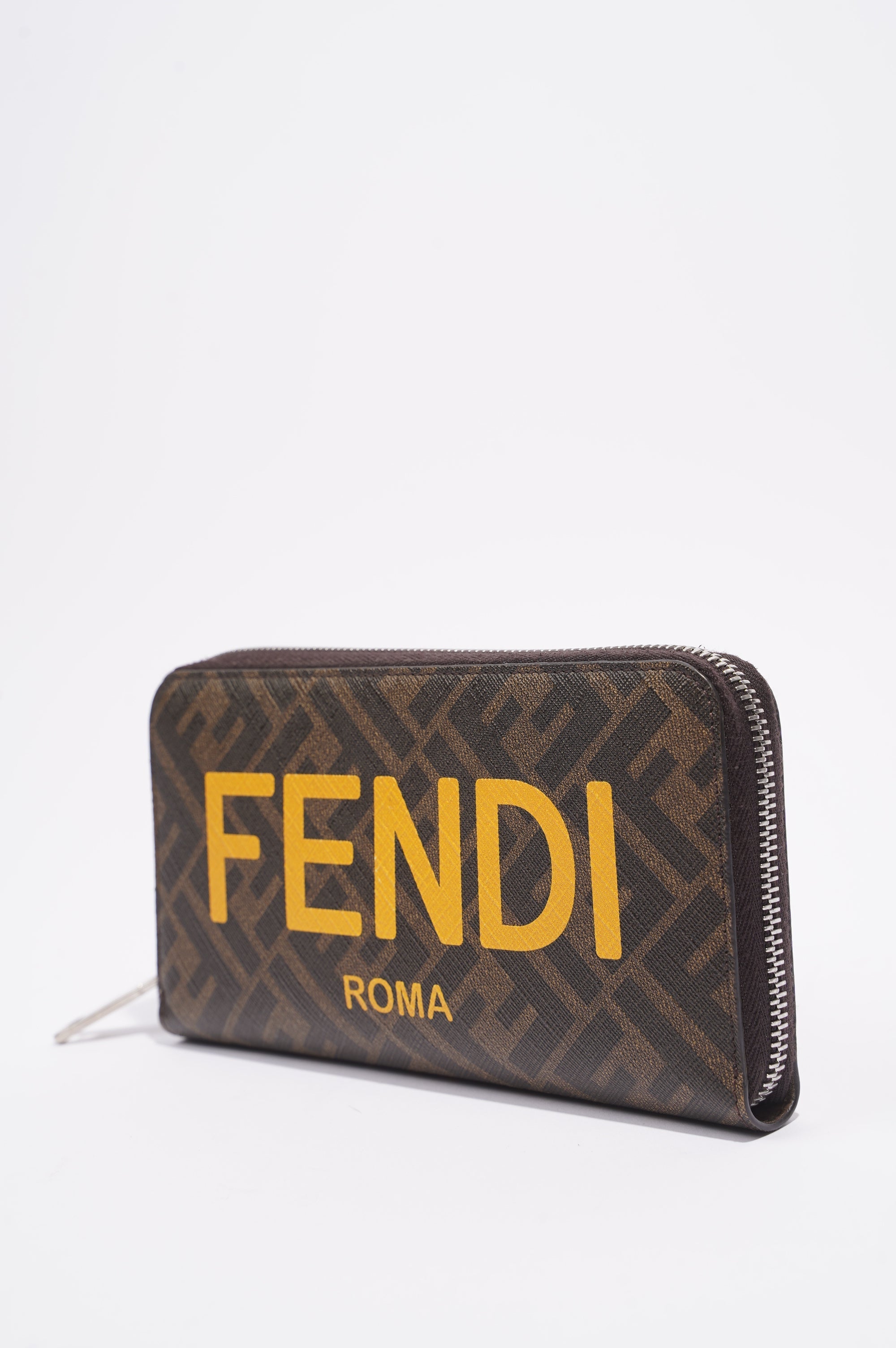 Fendi Zip Around Wallet Zucca Print / Yellow Canvas