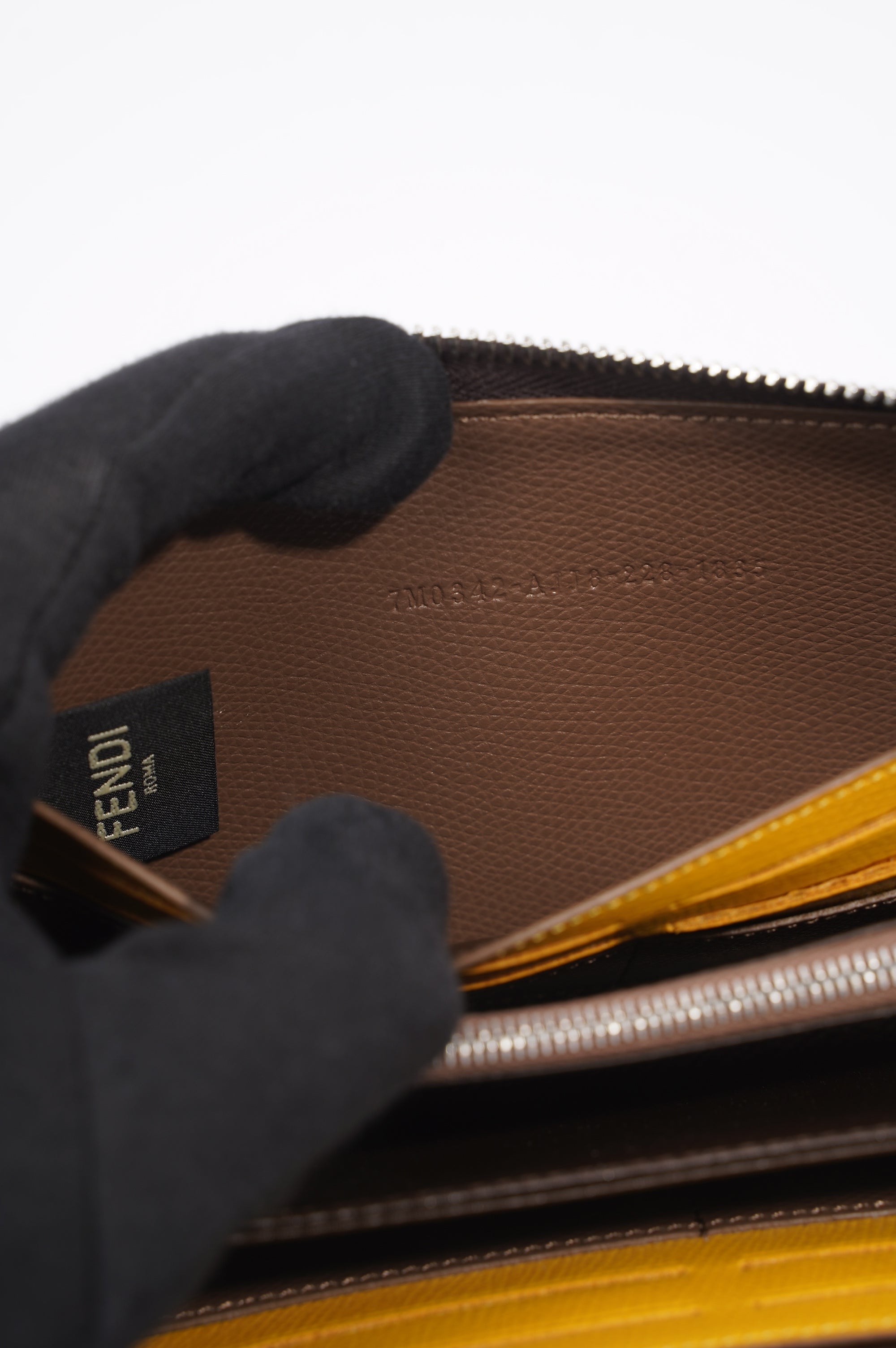 Fendi Zip Around Wallet Zucca Print / Yellow Canvas
