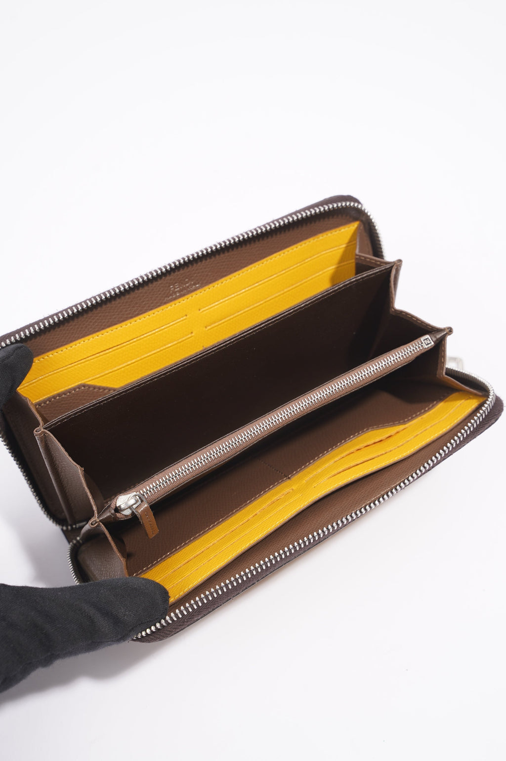 Fendi Zip Around Wallet Zucca Print / Yellow Canvas