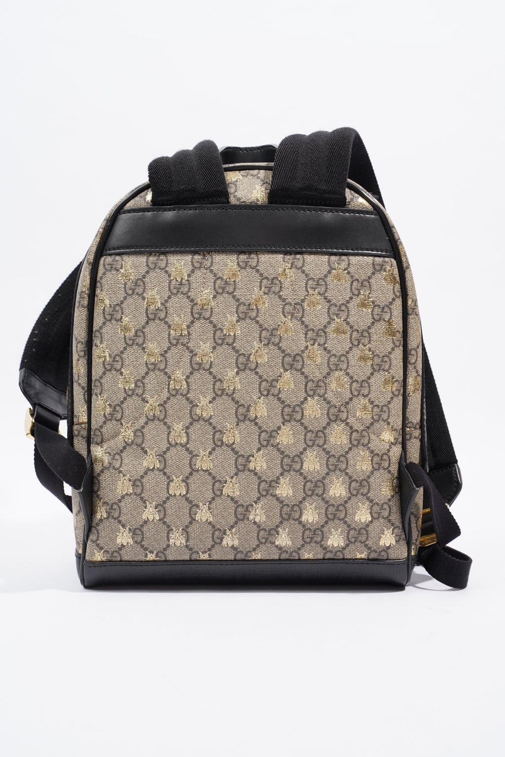 Gucci Bees Backpack Supreme Print / Gold / Black Canvas Small