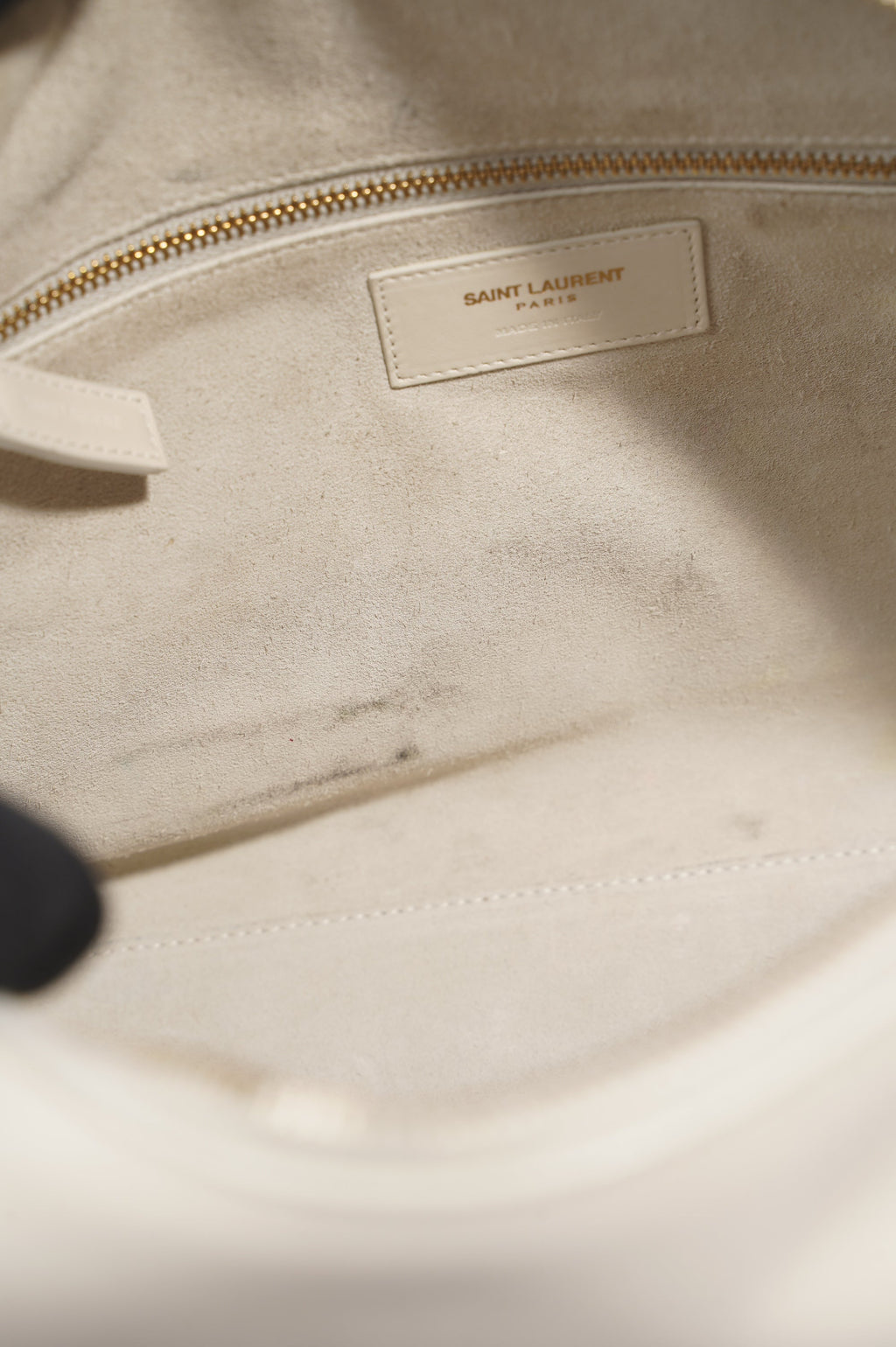 Saint Laurent Duffle Bag White Leather Small