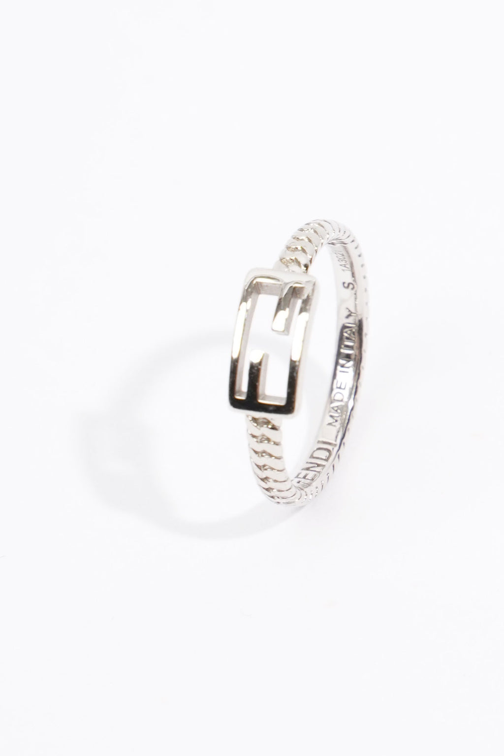 Fendi Baguette Ring Silver Base Metal Small