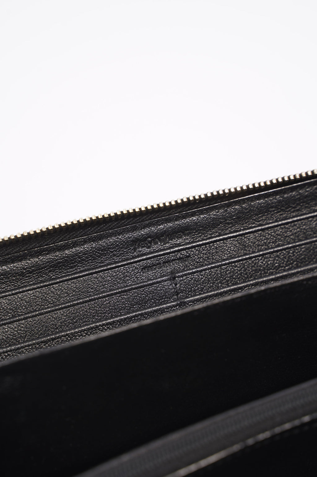 Saint Laurent Logo Zip Around Wallet Black Leather