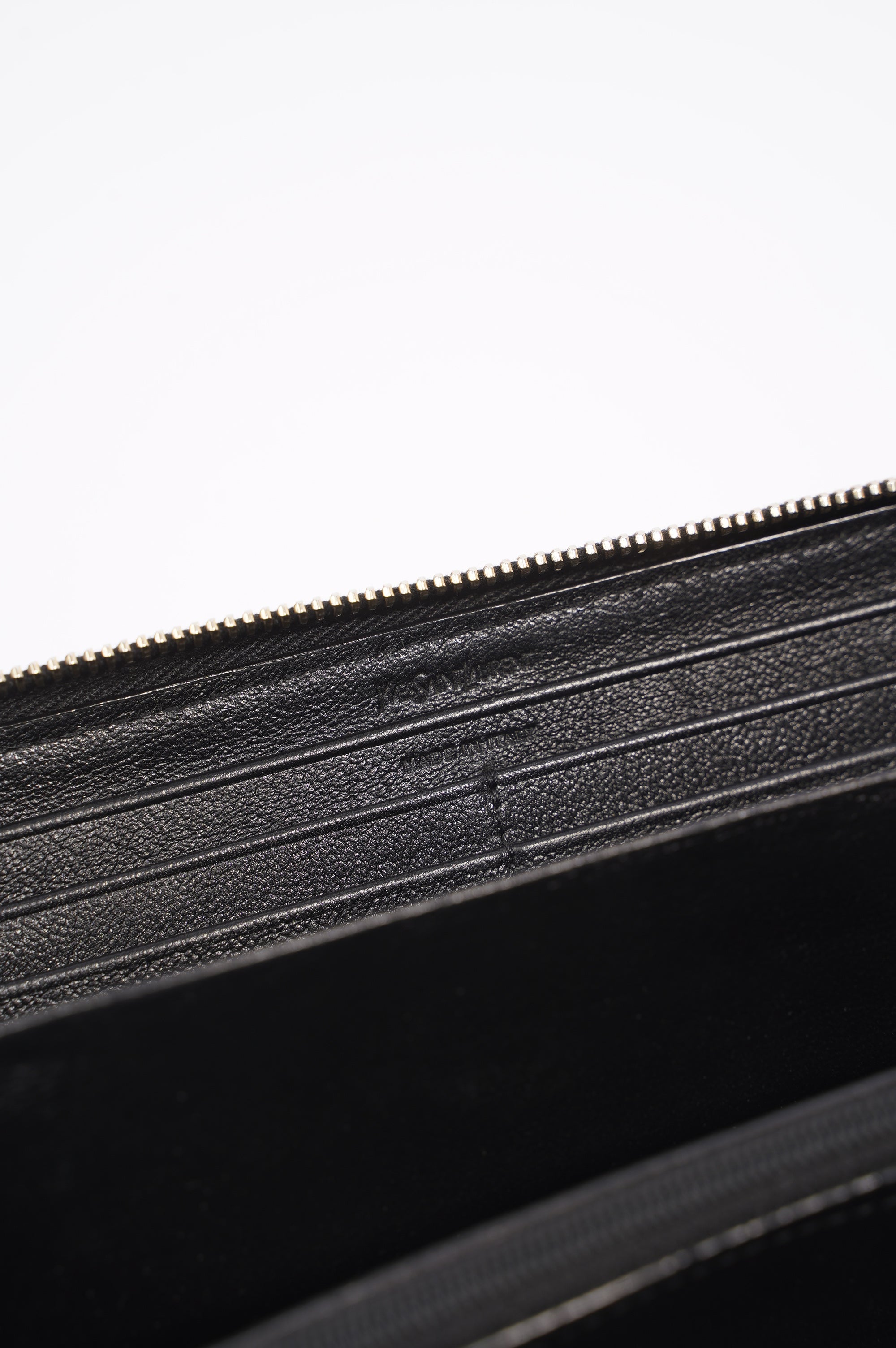 Saint Laurent Logo Zip Around Wallet Black Leather