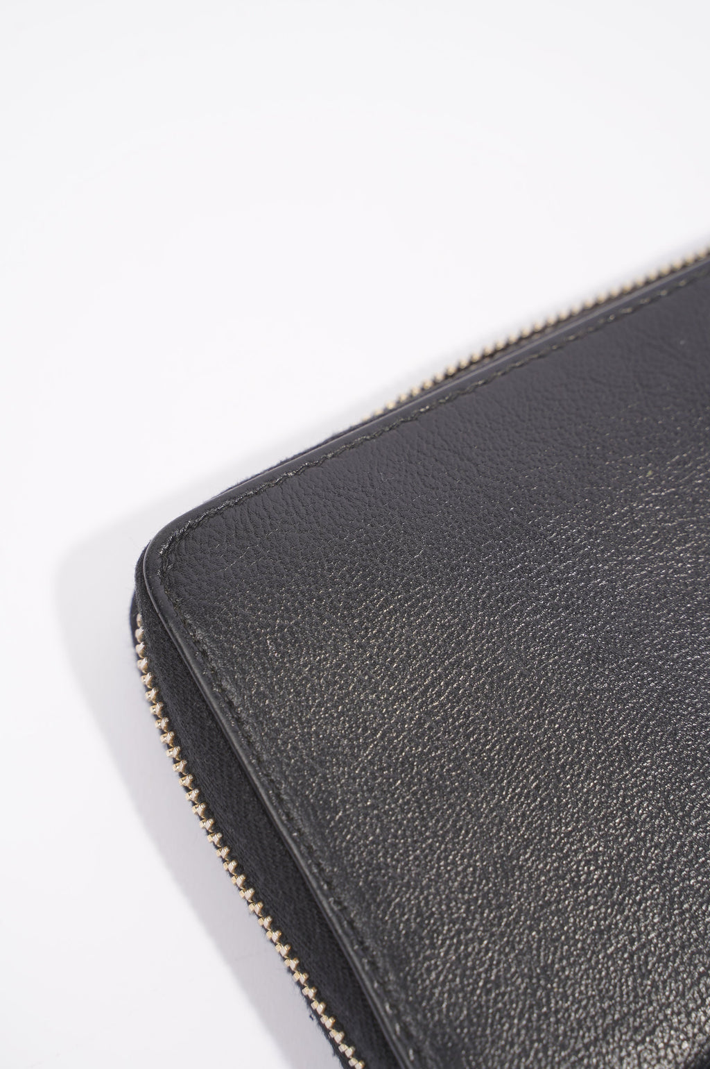Saint Laurent Logo Zip Around Wallet Black Leather
