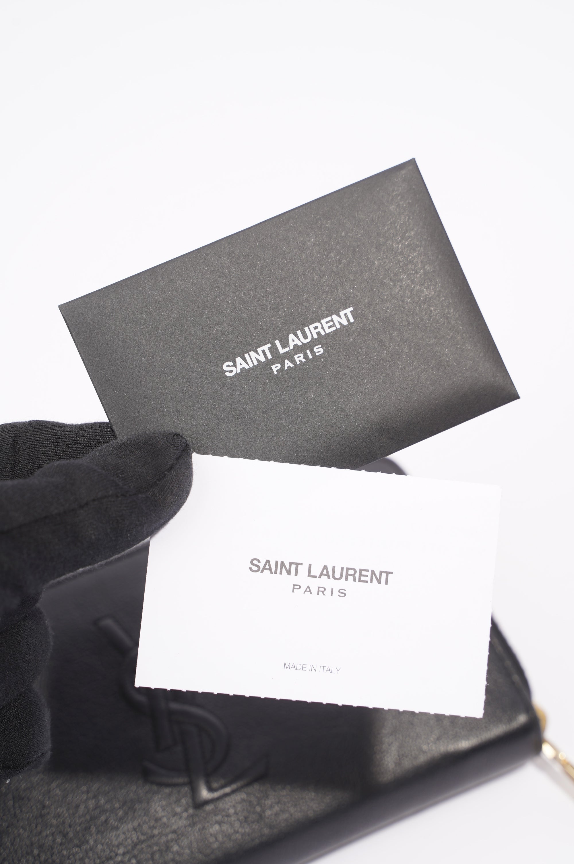 Saint Laurent Logo Zip Around Wallet Black Leather