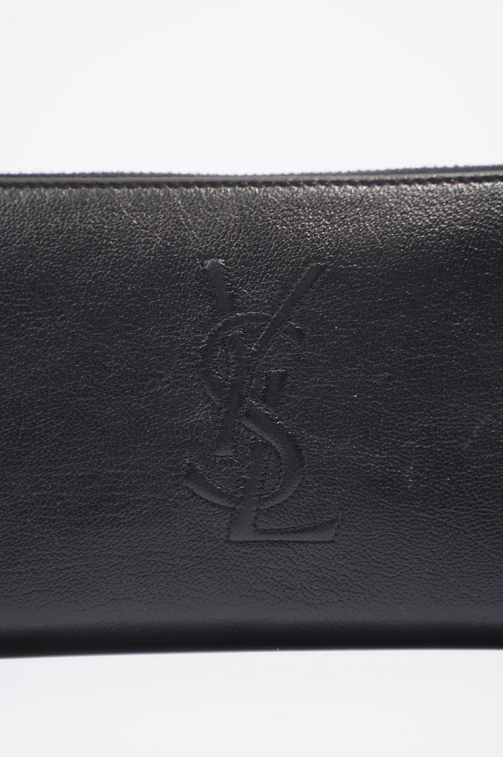 Saint Laurent Logo Zip Around Wallet Black Leather