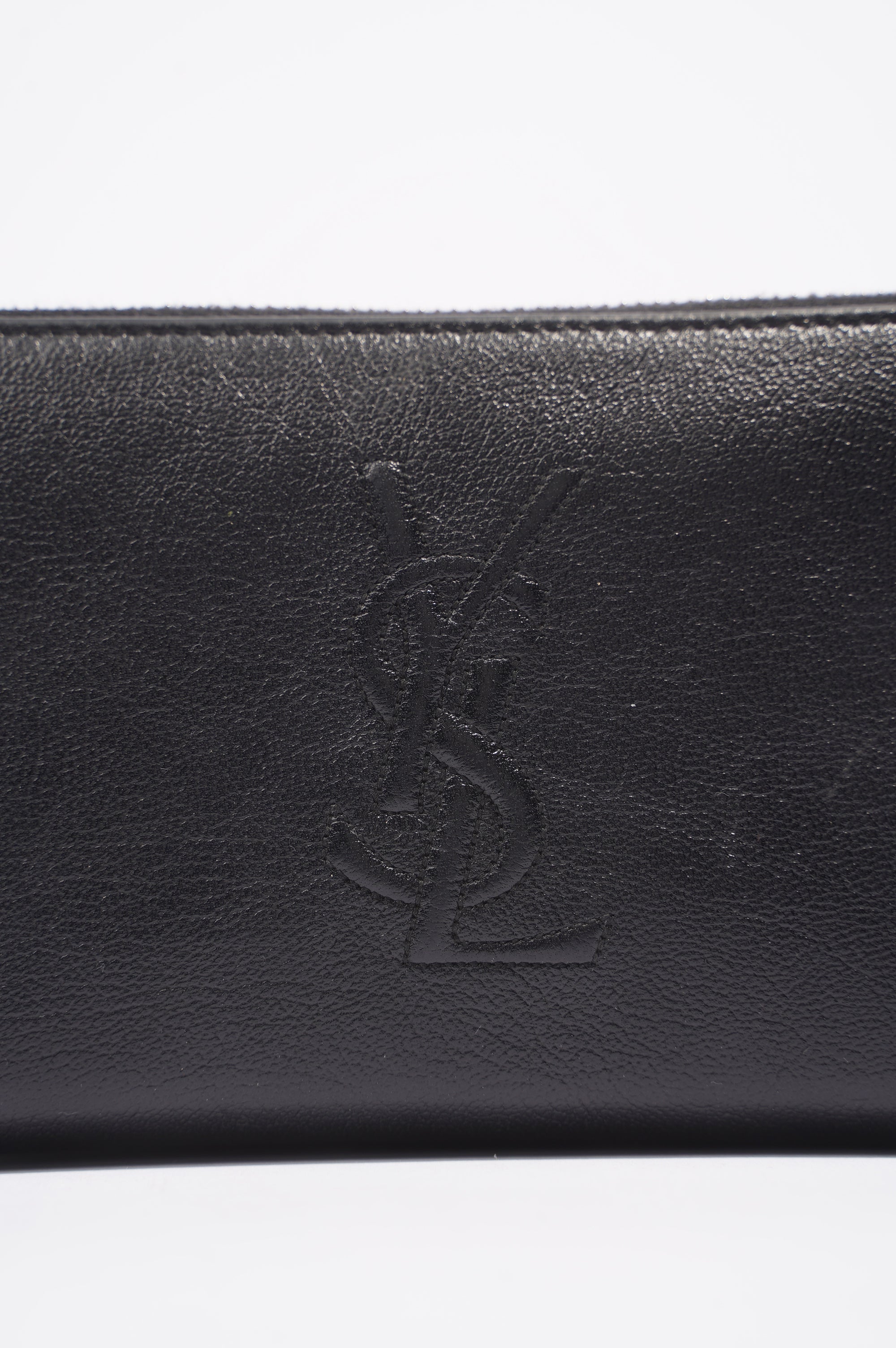 Saint Laurent Logo Zip Around Wallet Black Leather