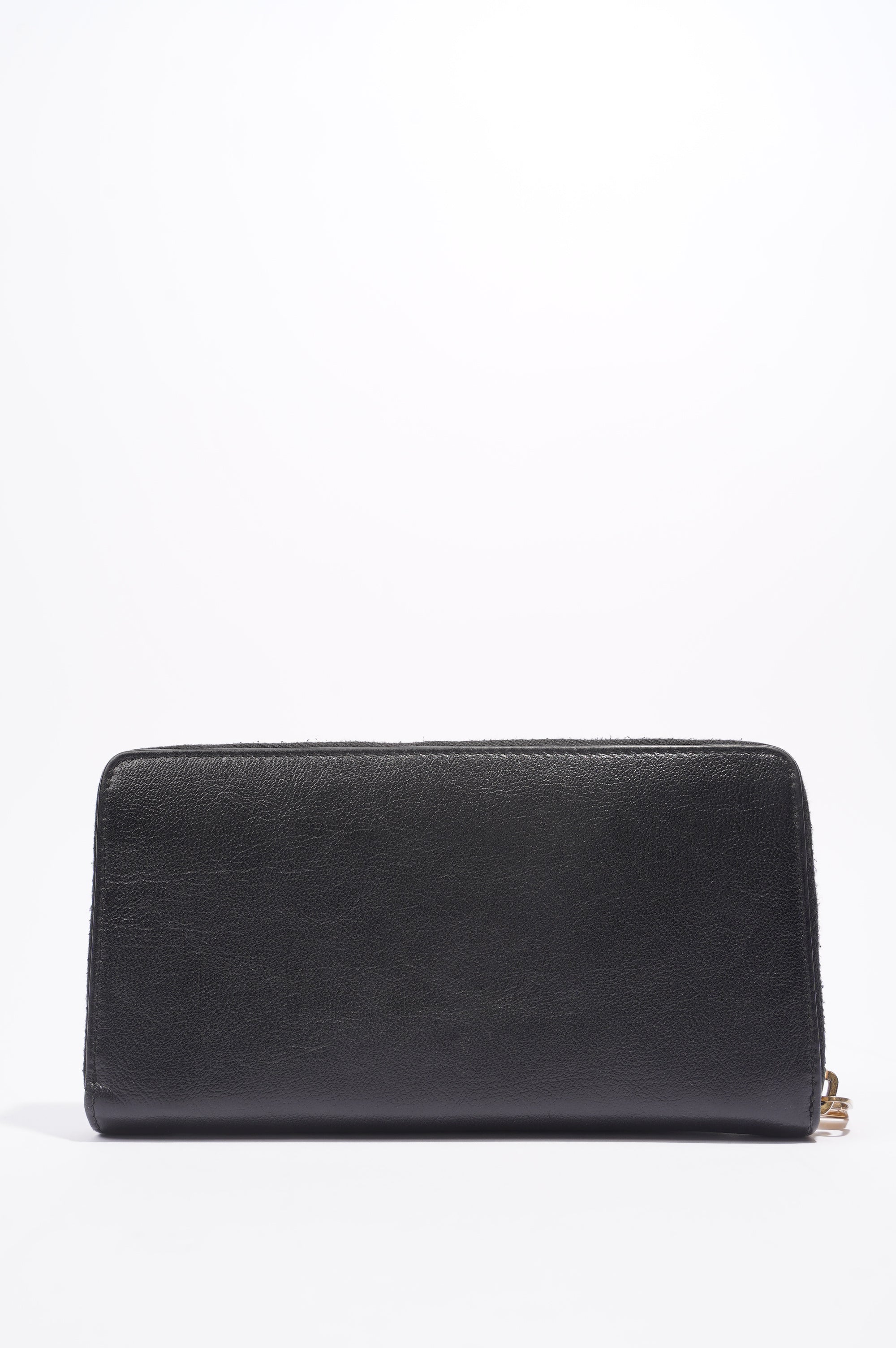 Saint Laurent Logo Zip Around Wallet Black Leather