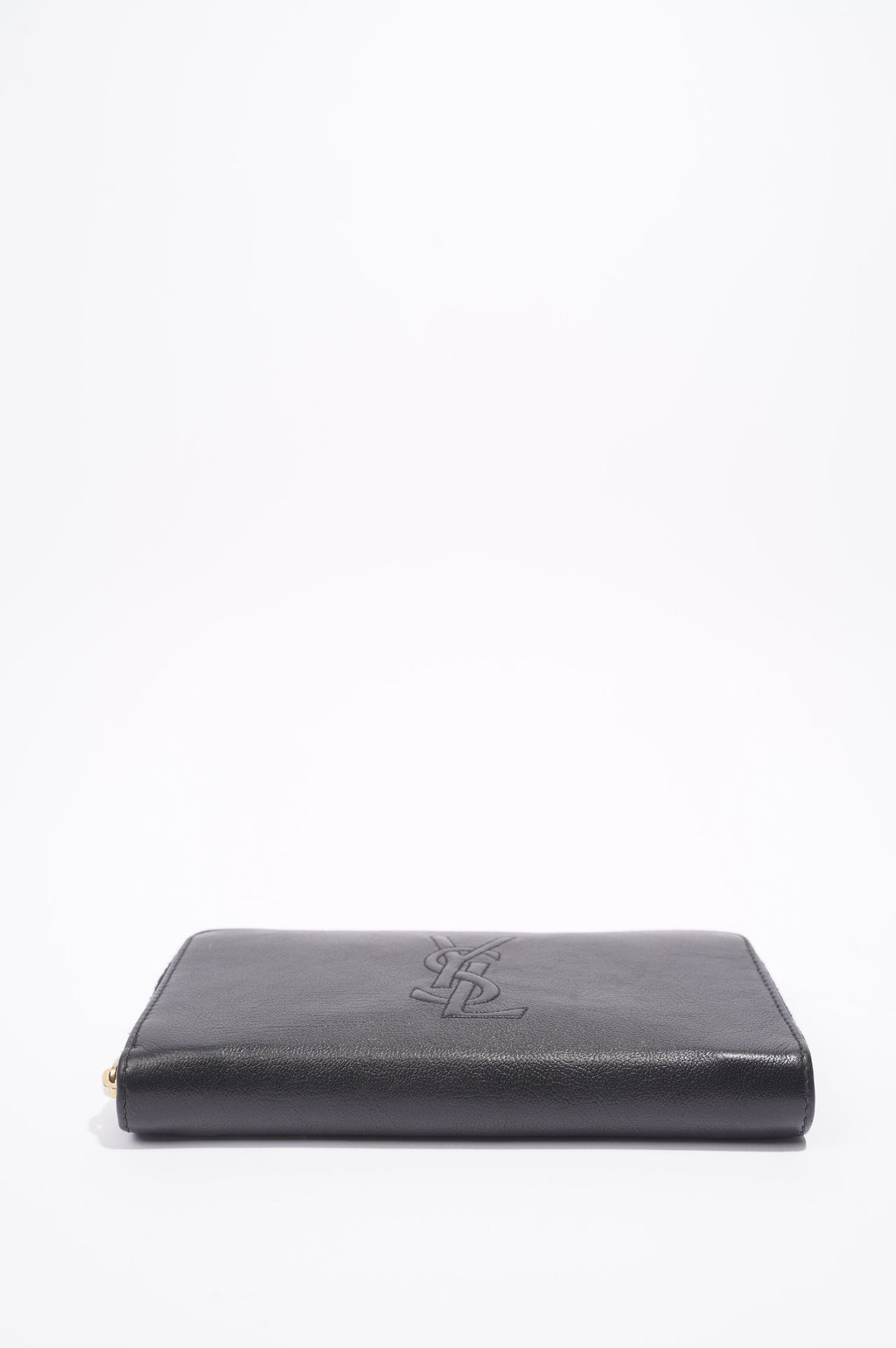 Saint Laurent Logo Zip Around Wallet Black Leather
