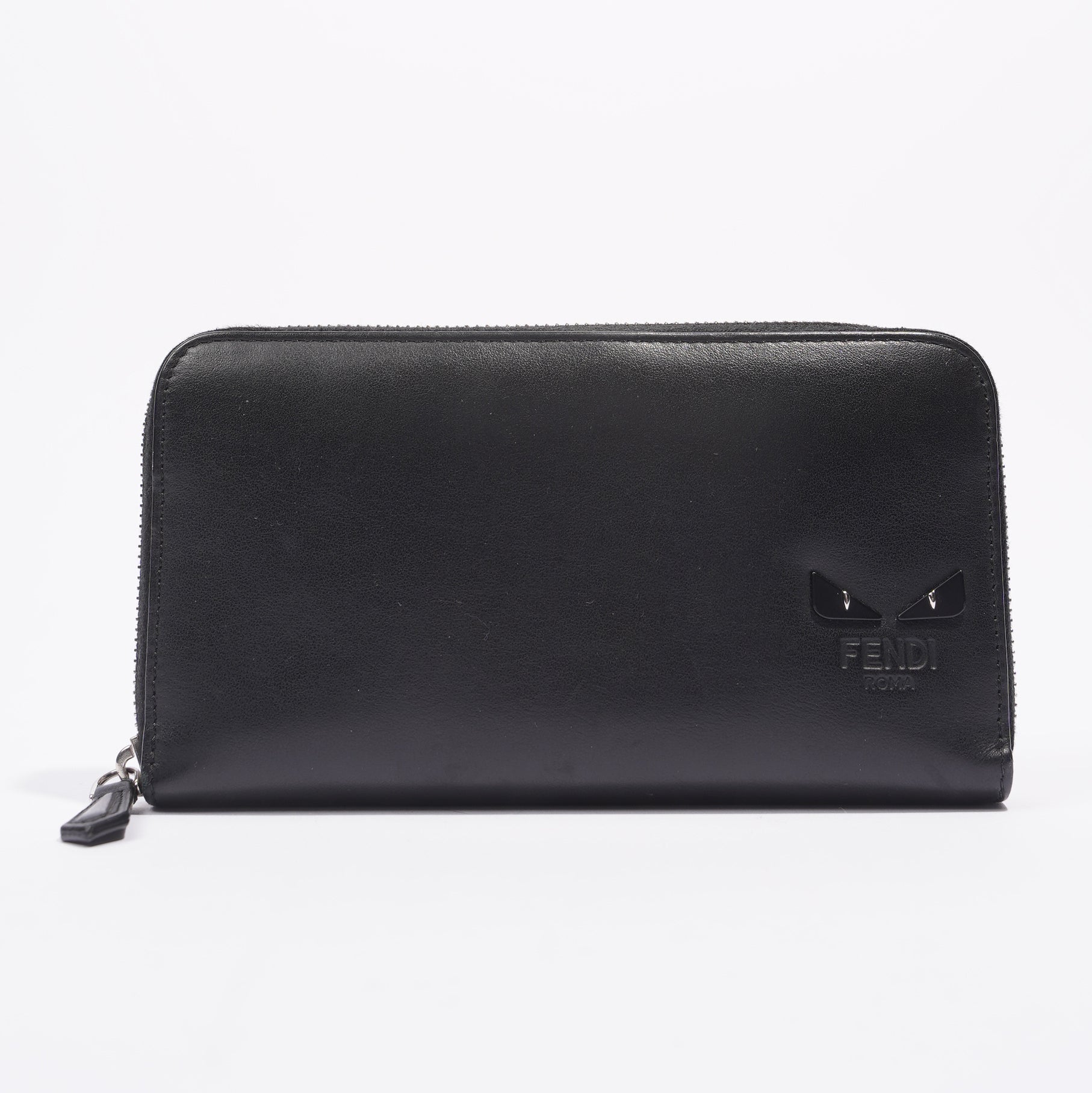 Fendi Monster Eye Wallet Black Leather