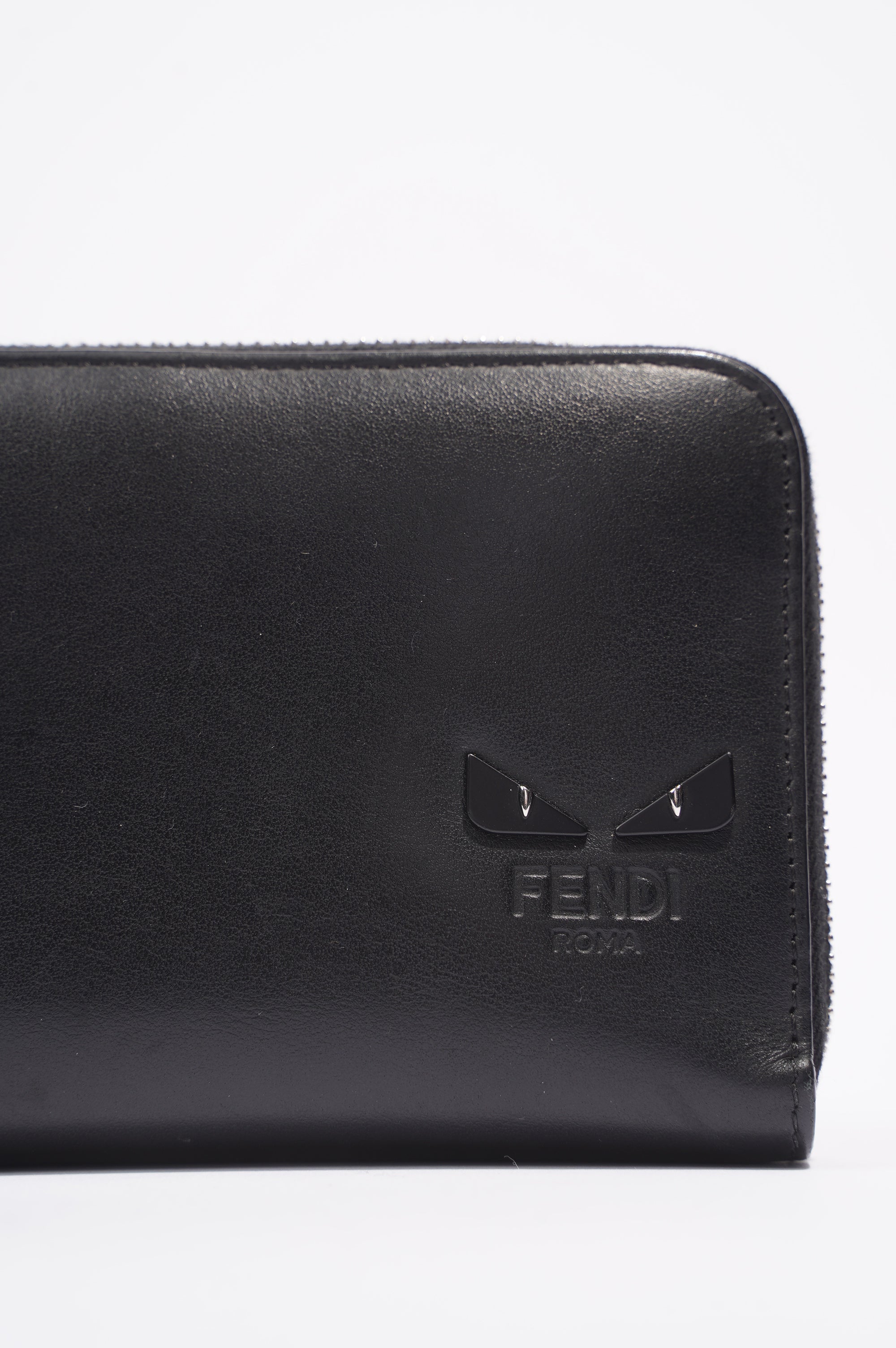 Fendi Monster Eye Wallet Black Leather