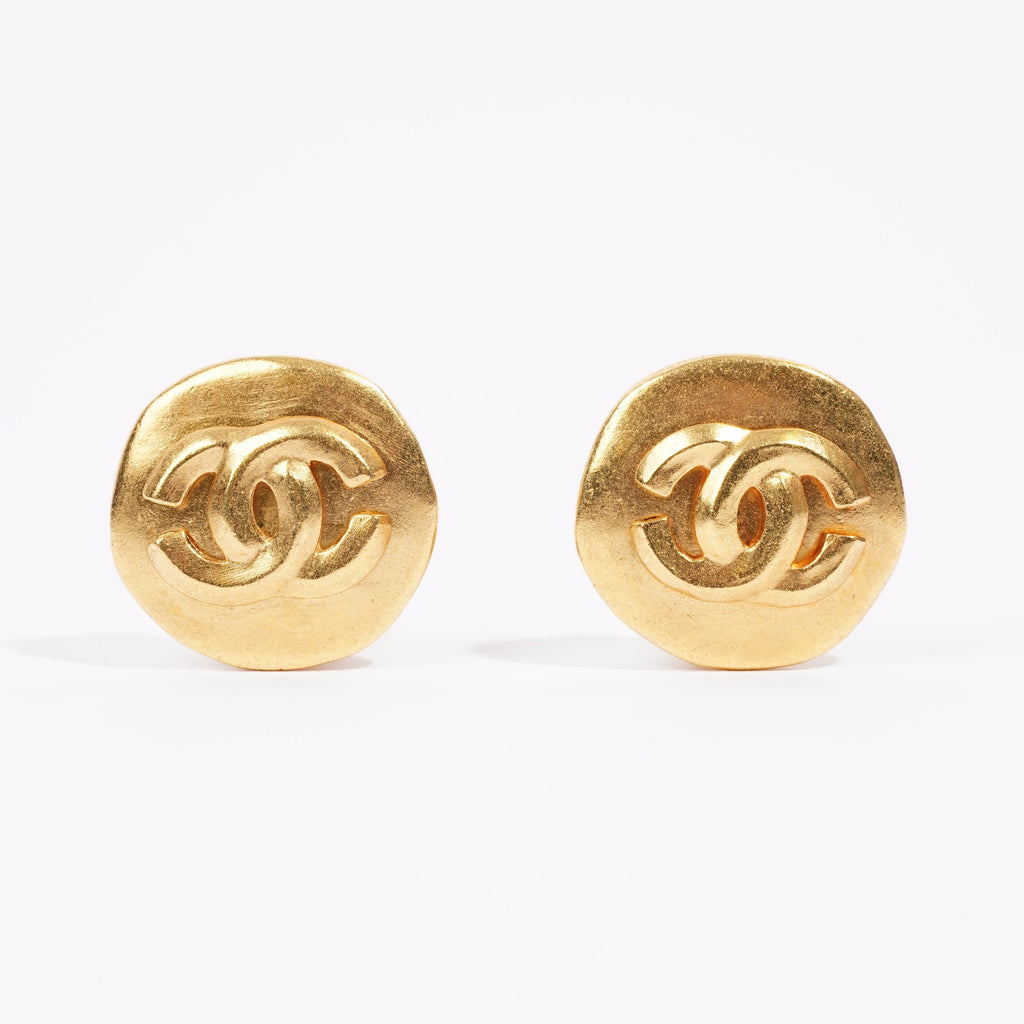Chanel Logo Earring Gold Gold Plated