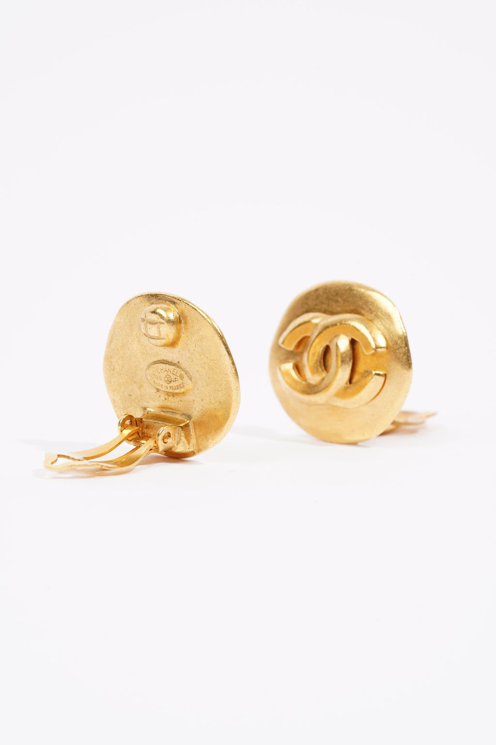 Chanel Logo Earring Gold Gold Plated