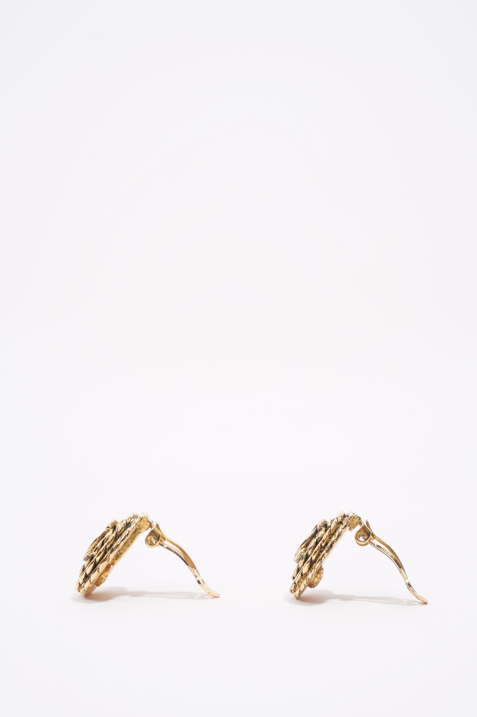 Chanel Rope Logo Earrings Gold Gold Plated