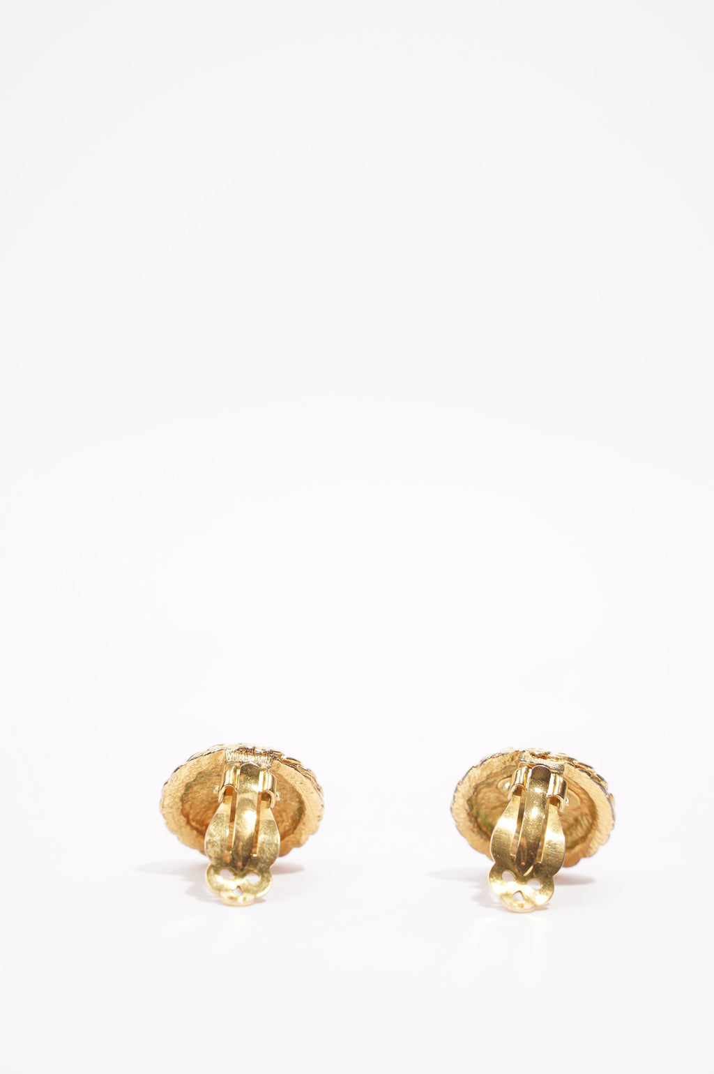 Chanel Rope Logo Earrings Gold Gold Plated