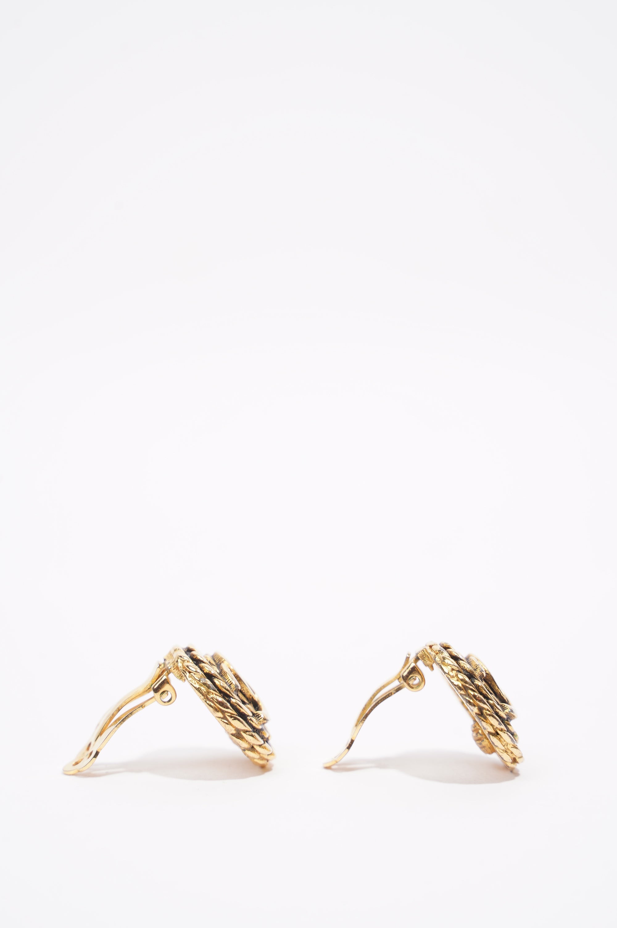 Chanel Rope Logo Earrings Gold Gold Plated