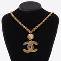 Chanel Logo Ball Necklace Gold Base Metal