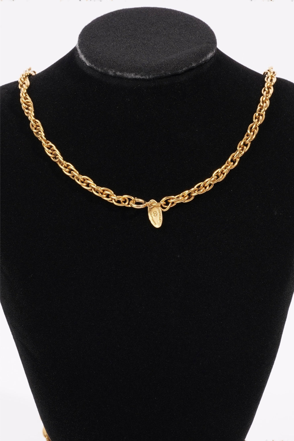Chanel Logo Ball Necklace Gold Base Metal