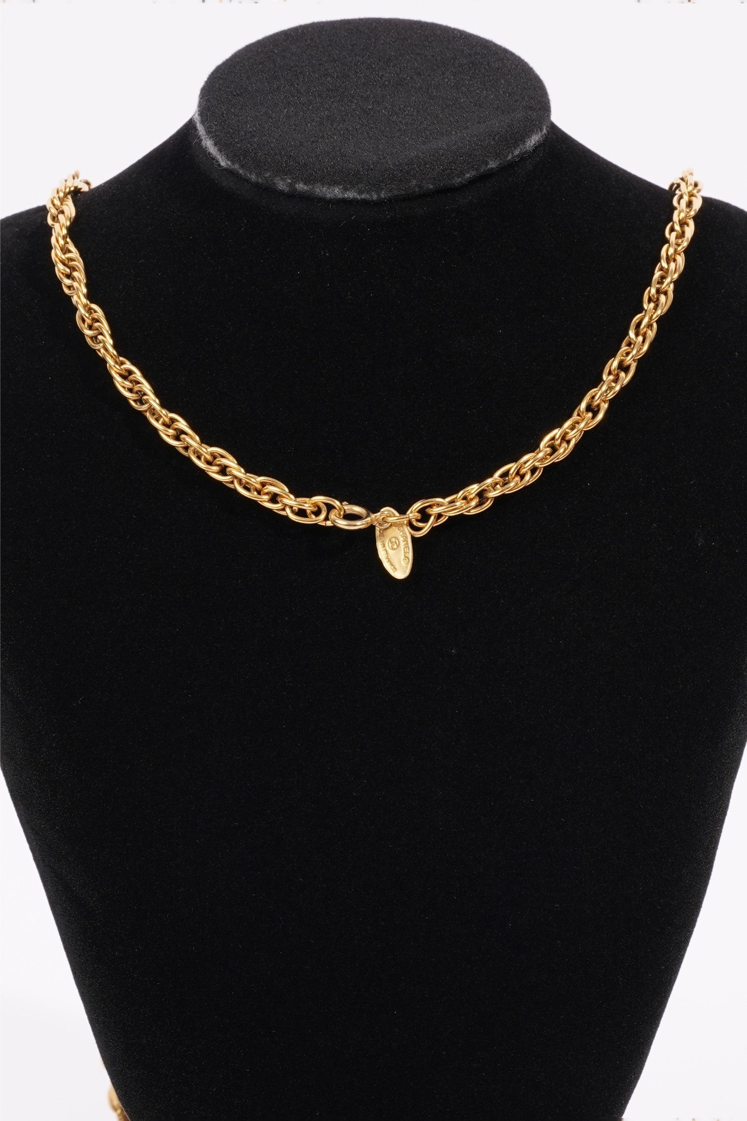 Chanel Logo Ball Necklace Gold Base Metal